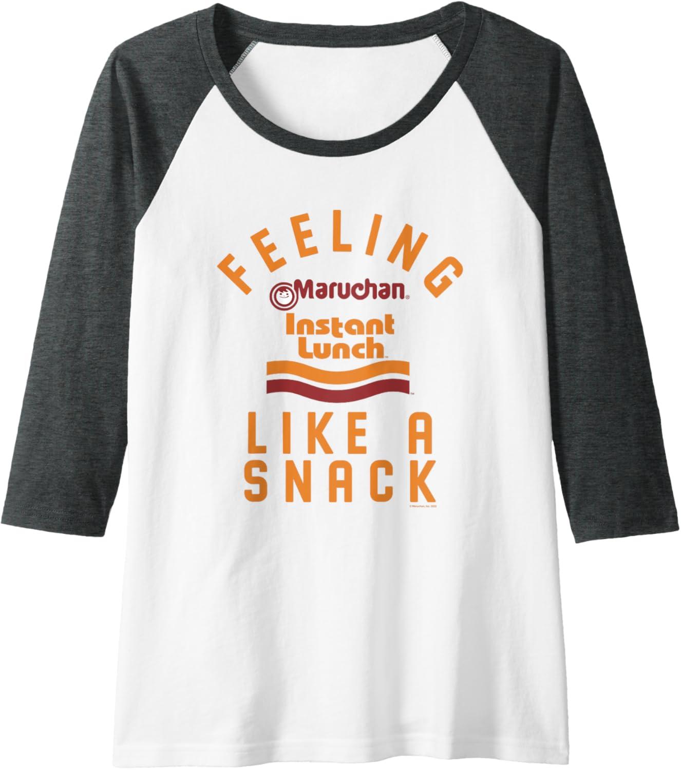 image:imageMaruchan Feeling Like A Ramen Snack Instant Lunch Logo Raglan Baseball TeeDark Heather GreyWhite