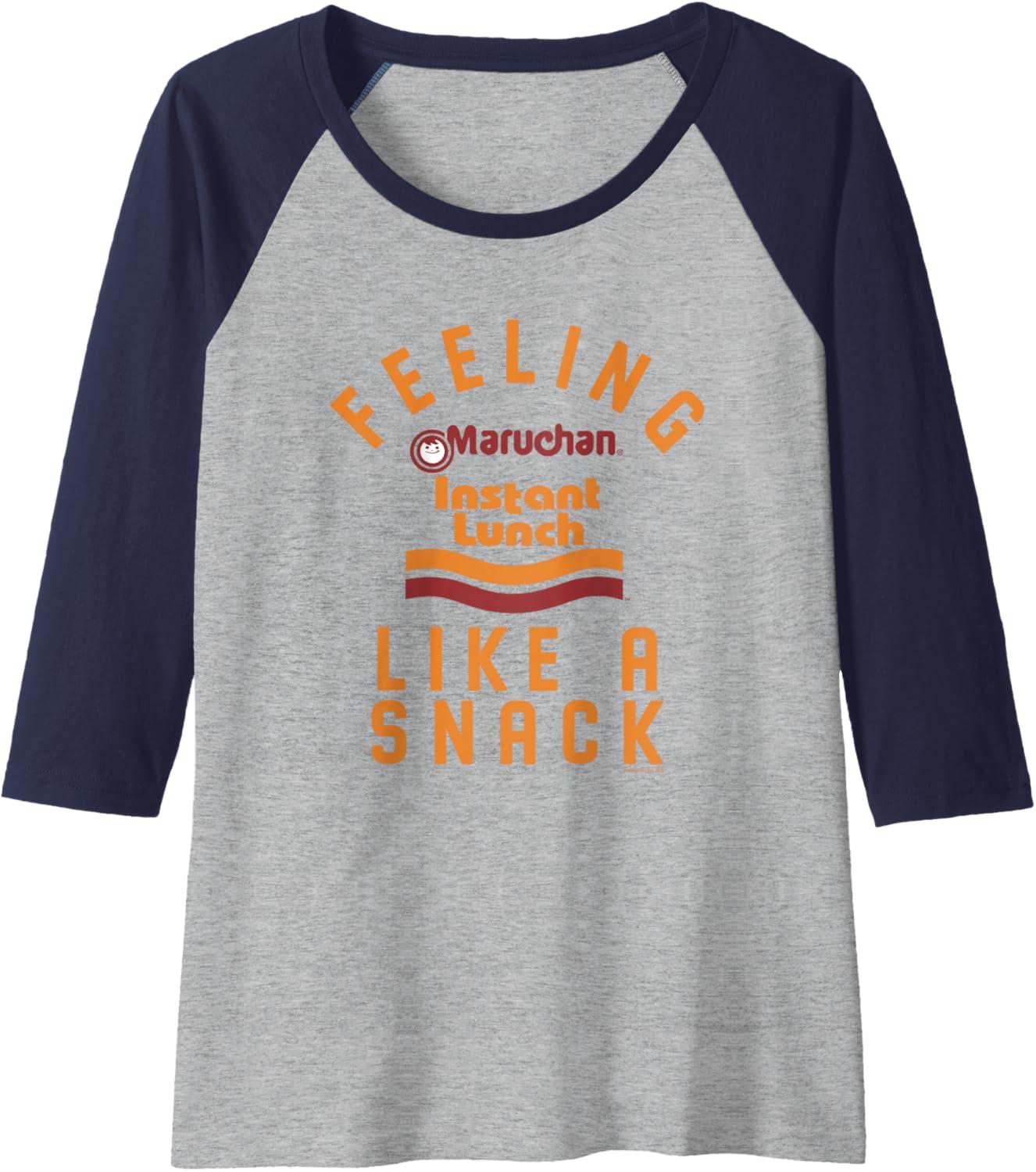 image:imageMaruchan Feeling Like A Ramen Snack Instant Lunch Logo Raglan Baseball TeeNavy BlueAthletic Heather