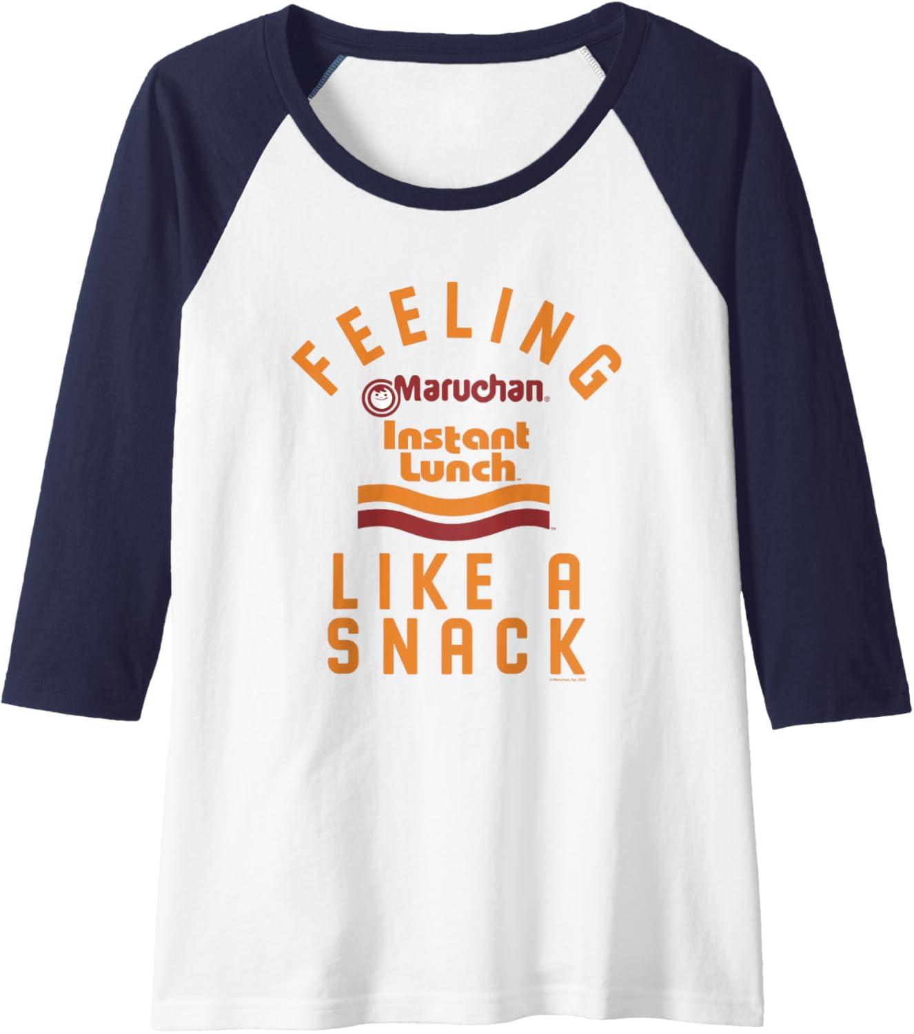 image:imageMaruchan Feeling Like A Ramen Snack Instant Lunch Logo Raglan Baseball TeeNavy BlueWhite