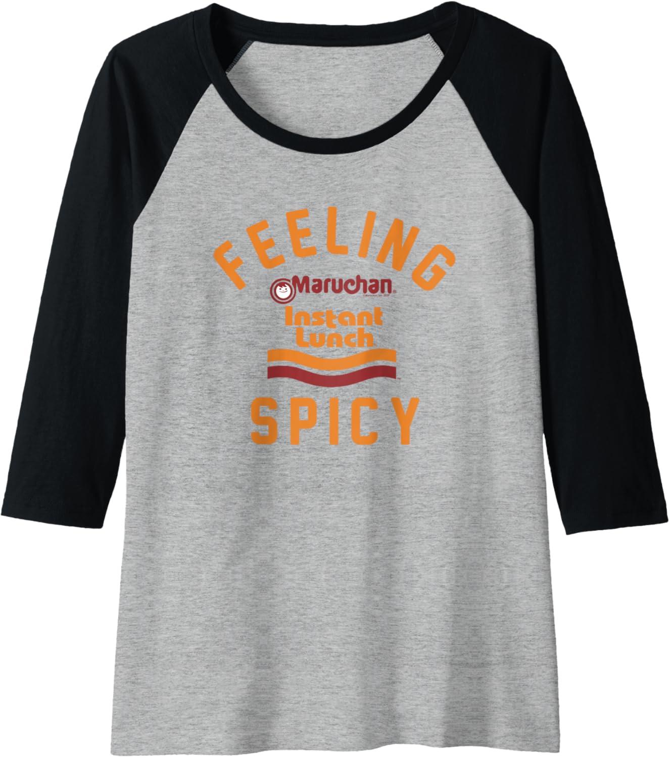 image:imageMaruchan Feeling Spicy Instant Lunch Logo Raglan Baseball TeeBlackAthletic Heather