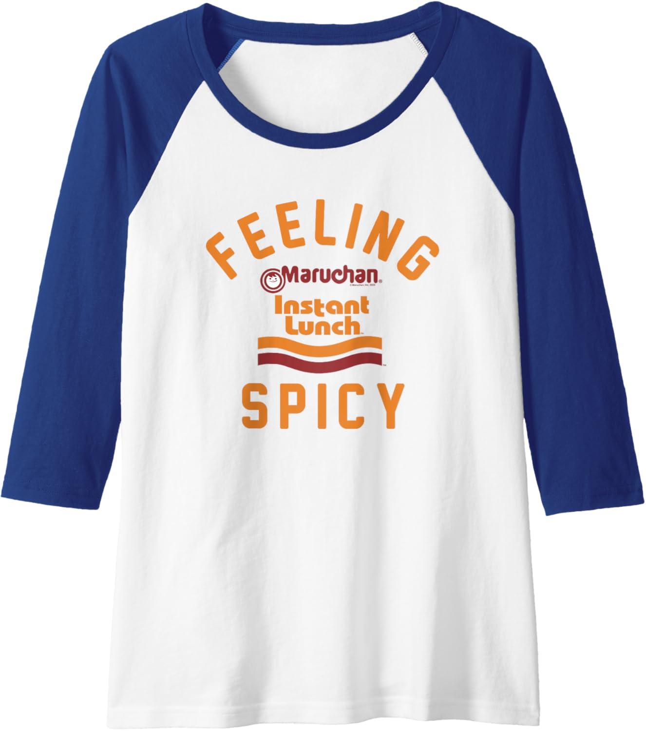 image:imageMaruchan Feeling Spicy Instant Lunch Logo Raglan Baseball TeeRoyal BlueWhite