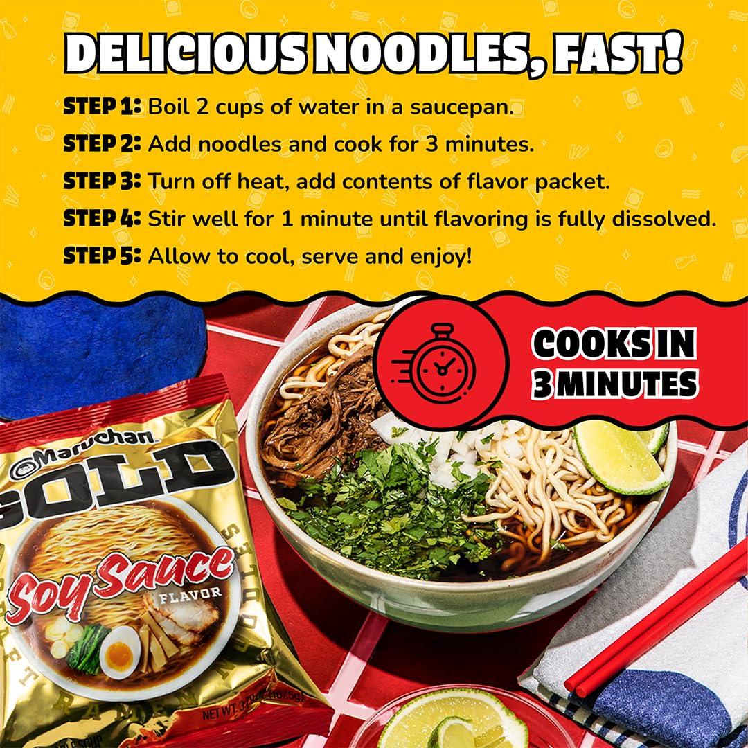 image:imageMaruchan Gold Ramen Noodle Soup Spicy Miso Flavor Restaurant Quality JapaneseStyle Instant Noodles Quick amp Easy Meal 421 Oz 5 PackSoy Sauce