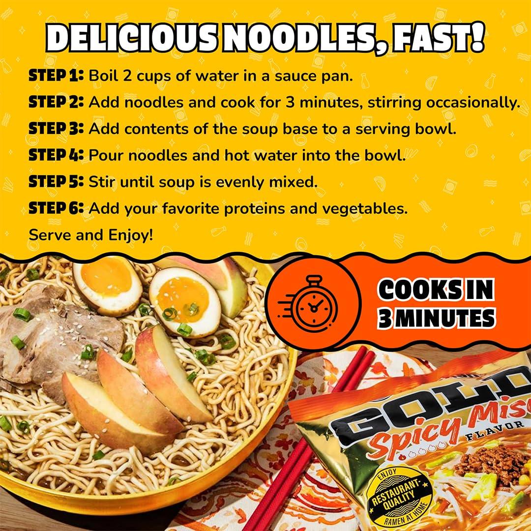 image:imageMaruchan Gold Ramen Noodle Soup Spicy Miso Flavor Restaurant Quality JapaneseStyle Instant Noodles Quick amp Easy Meal 421 Oz 5 PackSpicy Miso