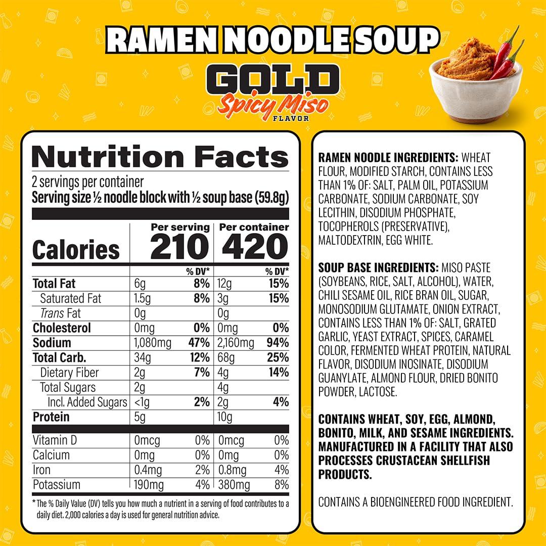 image:imageMaruchan Gold Ramen Noodle Soup Spicy Miso Flavor Restaurant Quality JapaneseStyle Instant Noodles Quick amp Easy Meal 421 Oz 5 PackSpicy Miso