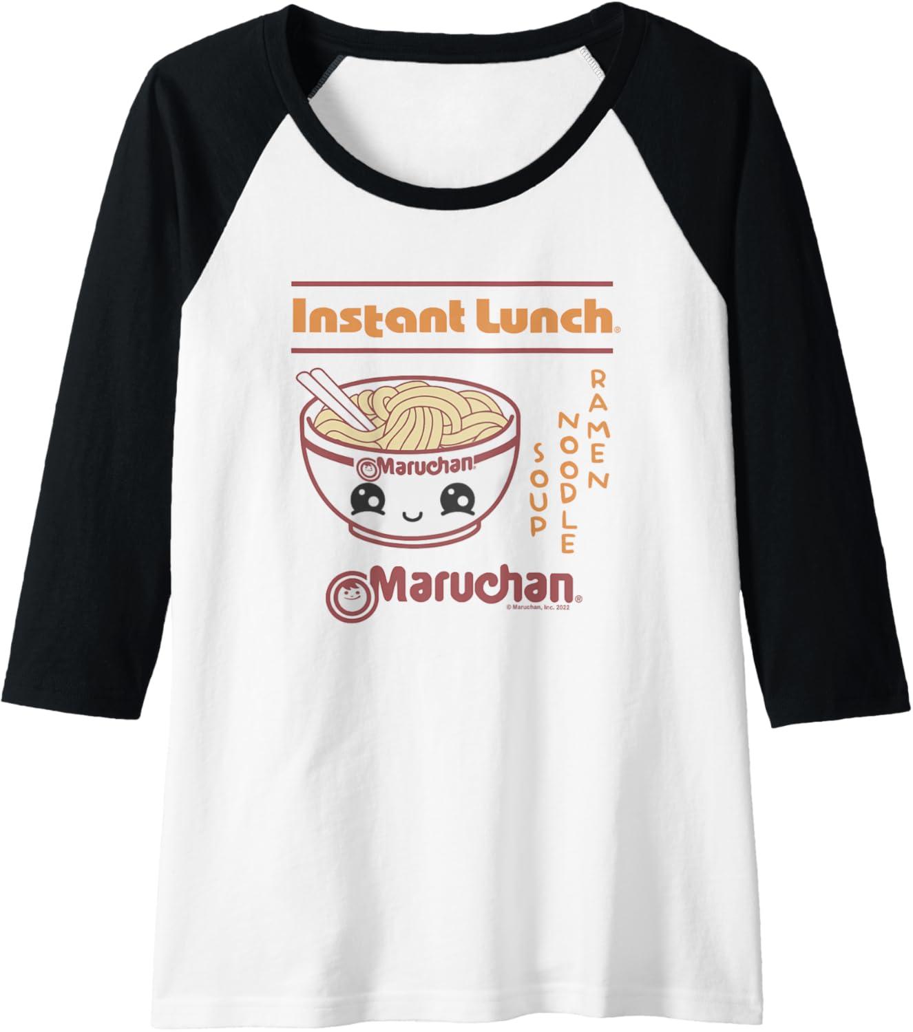 image:imageMaruchan Happy Bowl of Noodles Instant Lunch Poster Raglan Baseball TeeBlackWhite