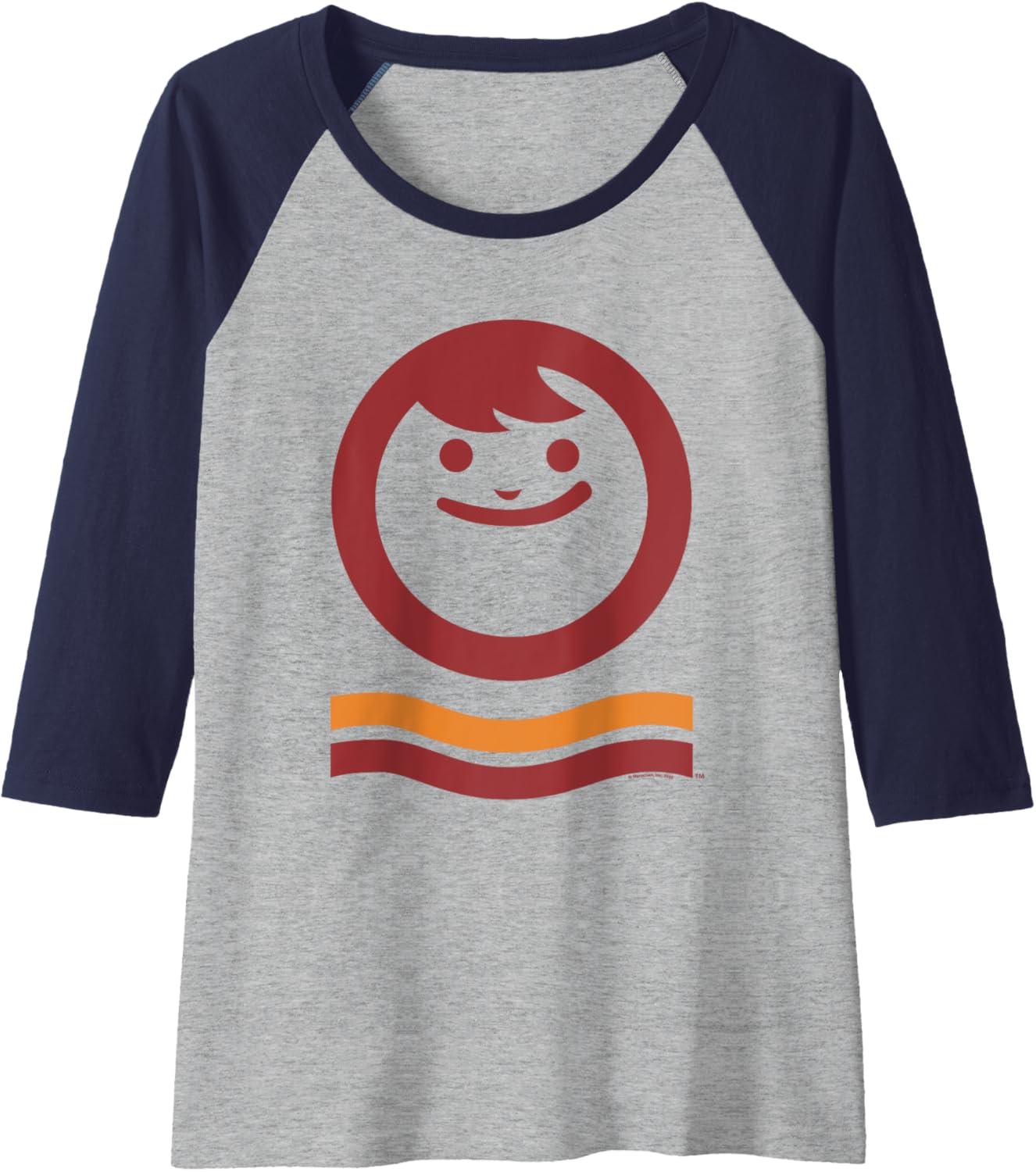 image:imageMaruchan Happy Face With Waves Logo Raglan Baseball TeeNavy BlueAthletic Heather