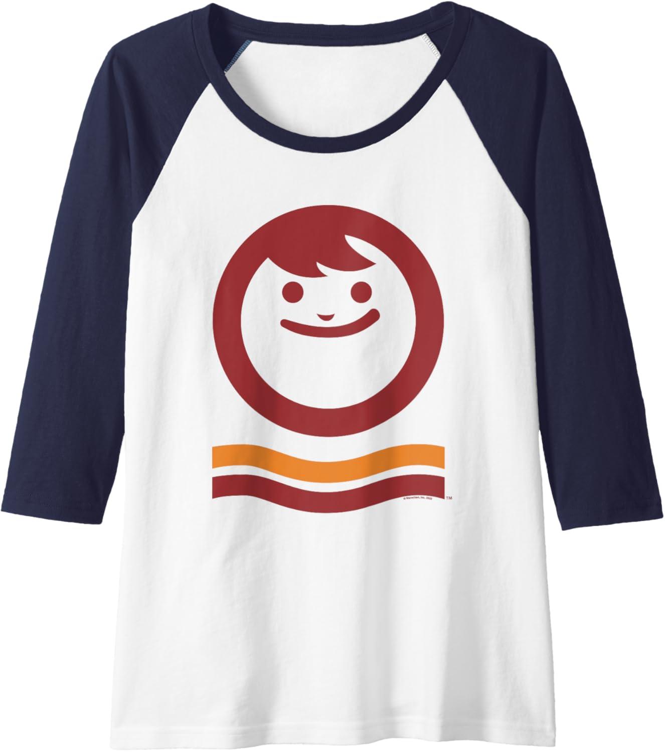 image:imageMaruchan Happy Face With Waves Logo Raglan Baseball TeeNavy BlueWhite