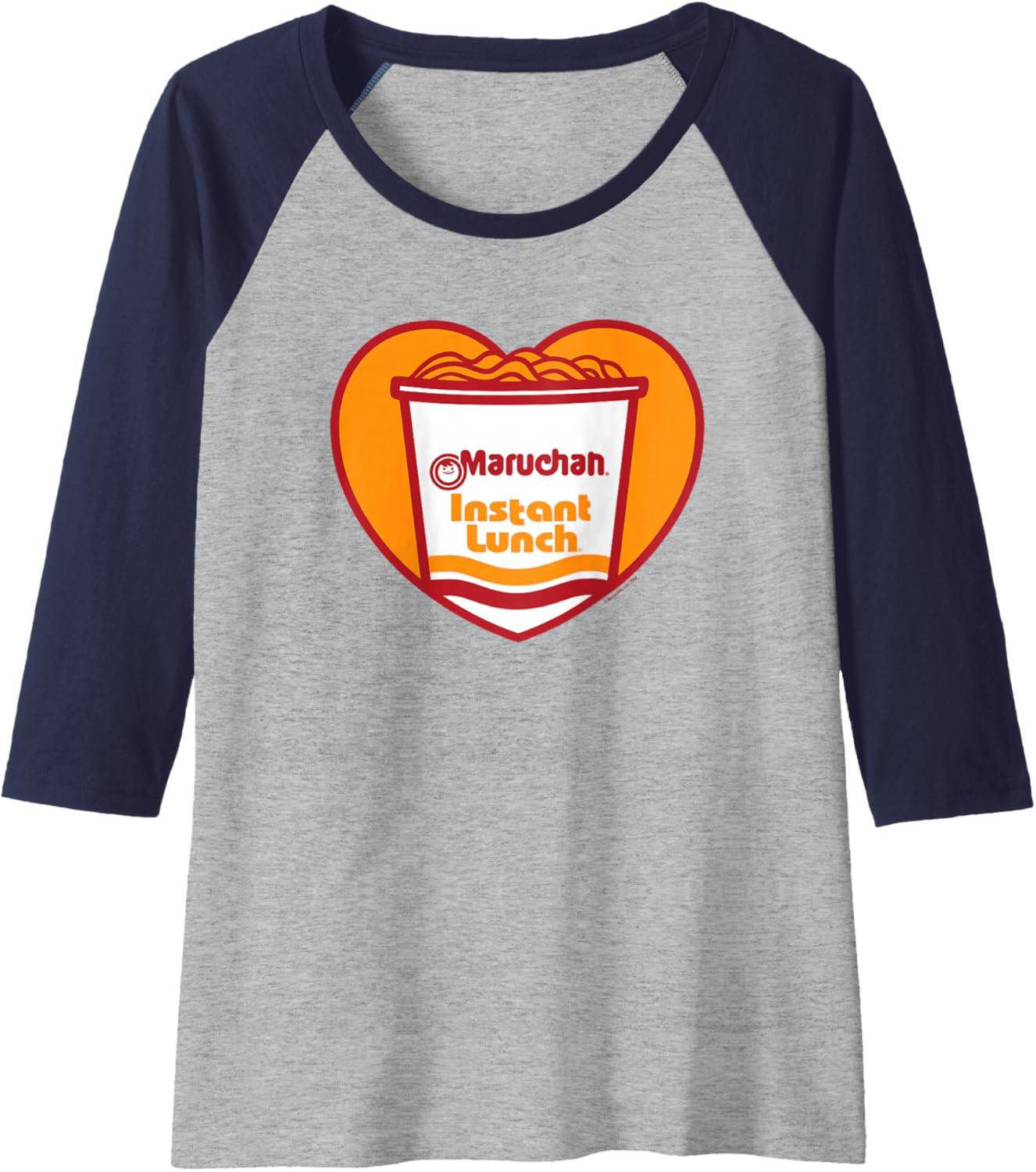 image:imageMaruchan Heart Instant Lunch Ramen Soup Cup Raglan Baseball TeeNavy BlueAthletic Heather