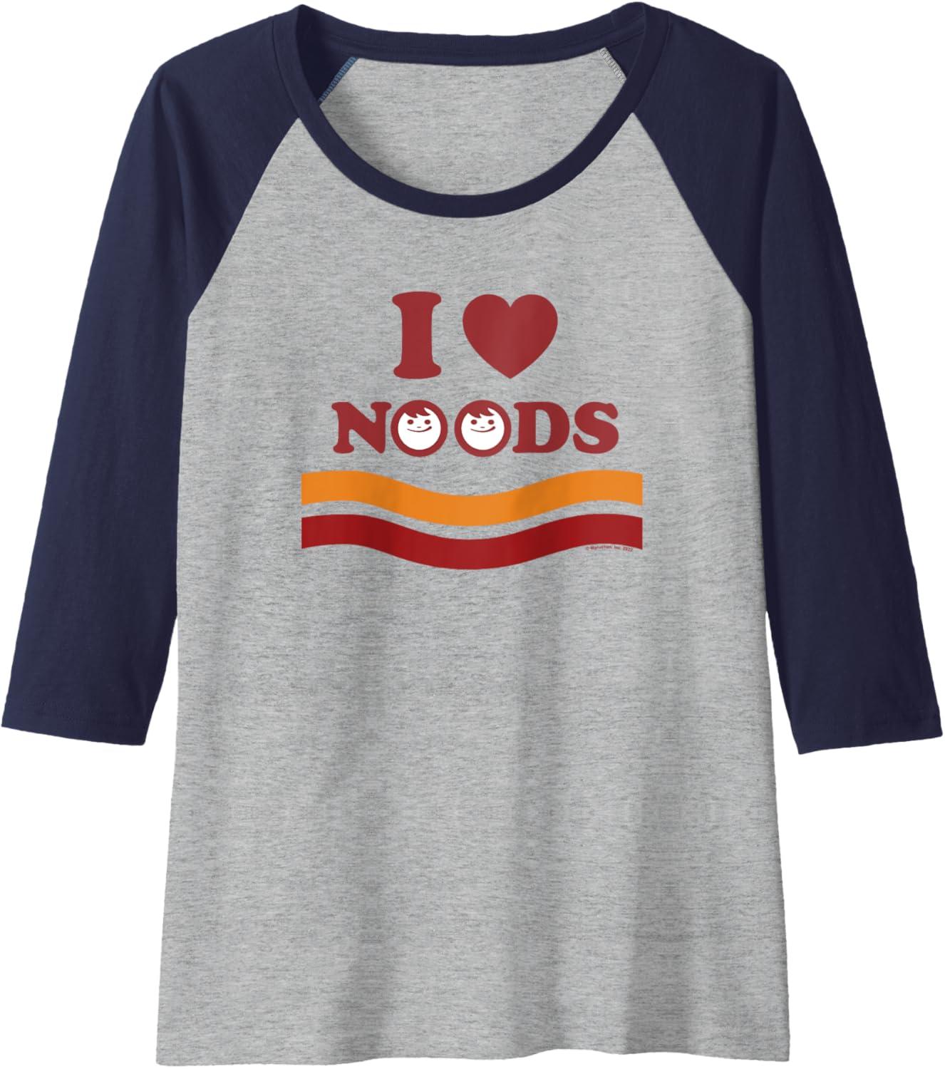 image:imageMaruchan I Heart Noods Humor Logo Raglan Baseball TeeNavy BlueAthletic Heather