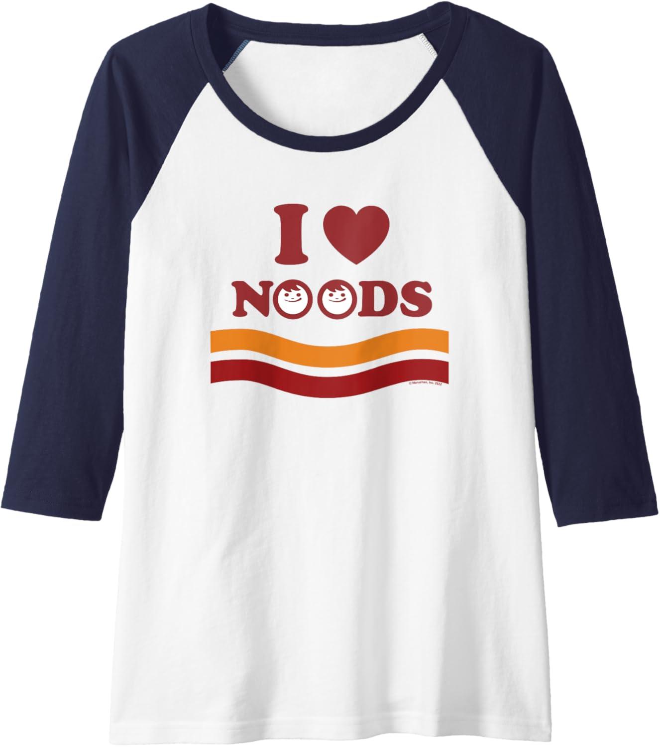image:imageMaruchan I Heart Noods Humor Logo Raglan Baseball TeeNavy BlueWhite