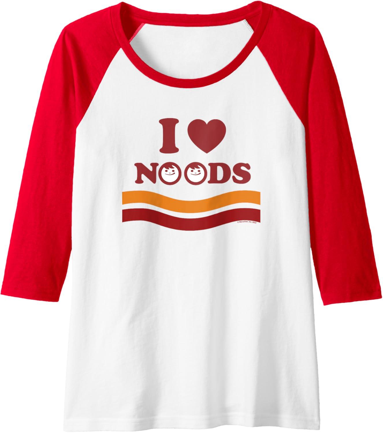 image:imageMaruchan I Heart Noods Humor Logo Raglan Baseball TeeRedWhite