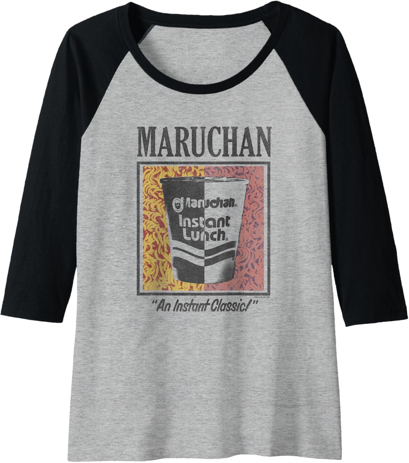 image:imageMaruchan Instant Lunch An Instant Classic Art Pop Logo Raglan Baseball TeeBlackAthletic Heather