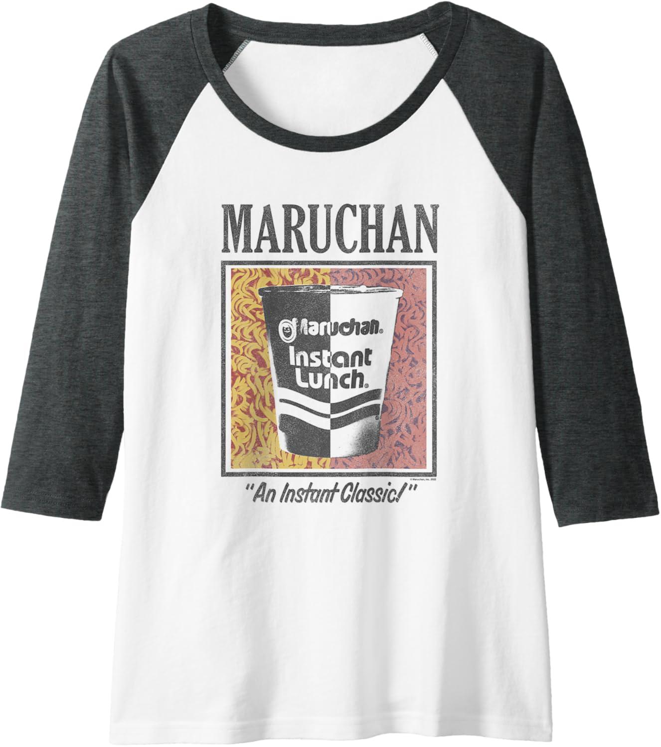 image:imageMaruchan Instant Lunch An Instant Classic Art Pop Logo Raglan Baseball TeeDark Heather GreyWhite