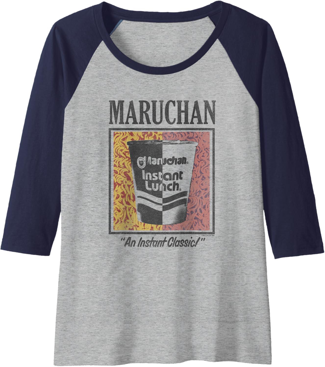 image:imageMaruchan Instant Lunch An Instant Classic Art Pop Logo Raglan Baseball TeeNavy BlueAthletic Heather