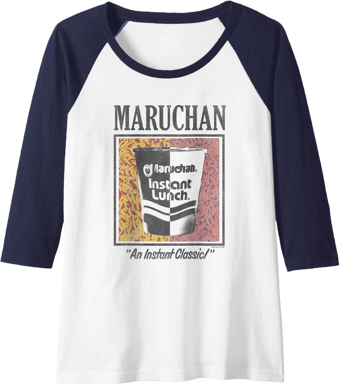 image:imageMaruchan Instant Lunch An Instant Classic Art Pop Logo Raglan Baseball TeeNavy BlueWhite