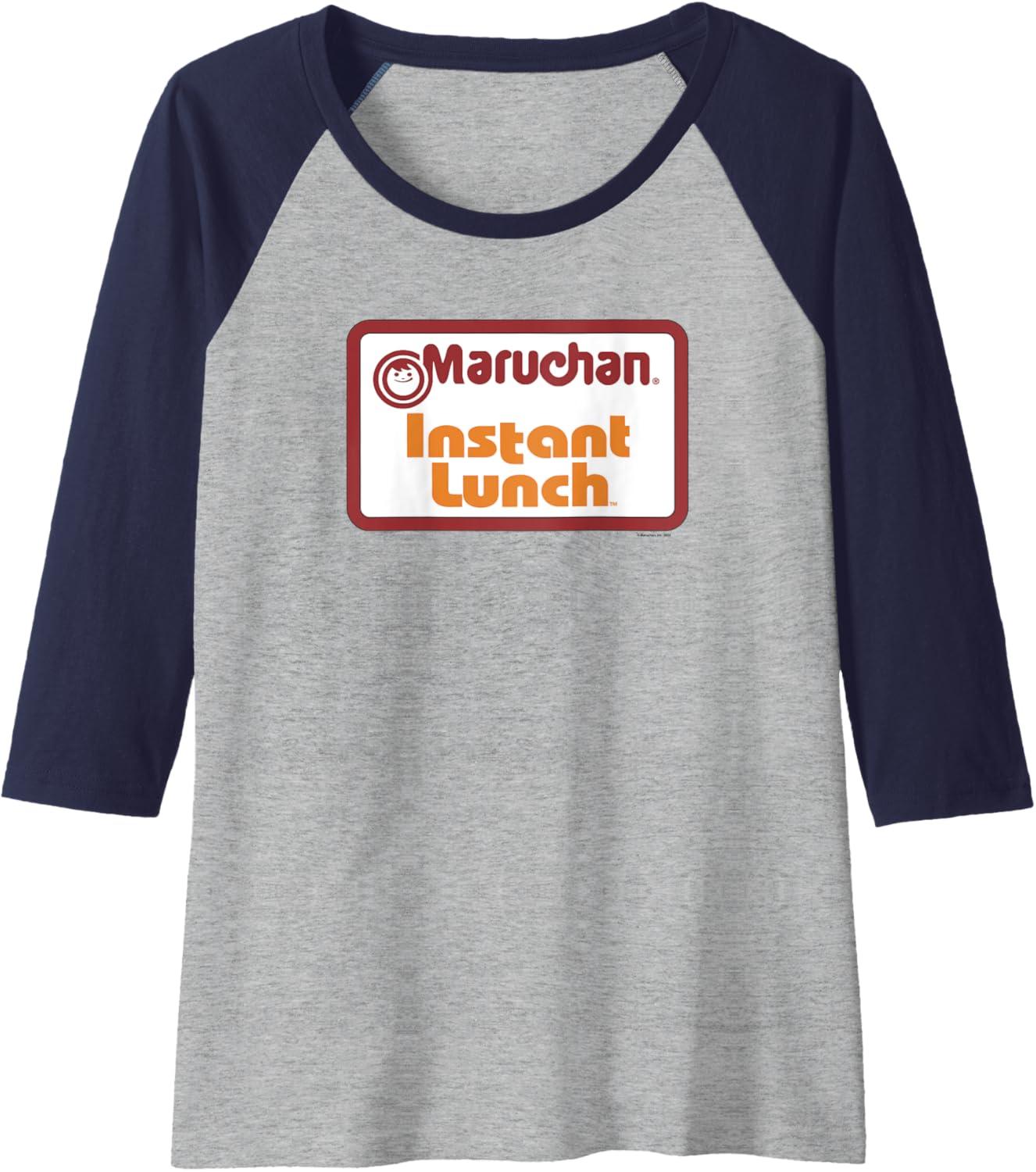 image:imageMaruchan Instant Lunch Card Official Logo Raglan Baseball TeeNavy BlueAthletic Heather