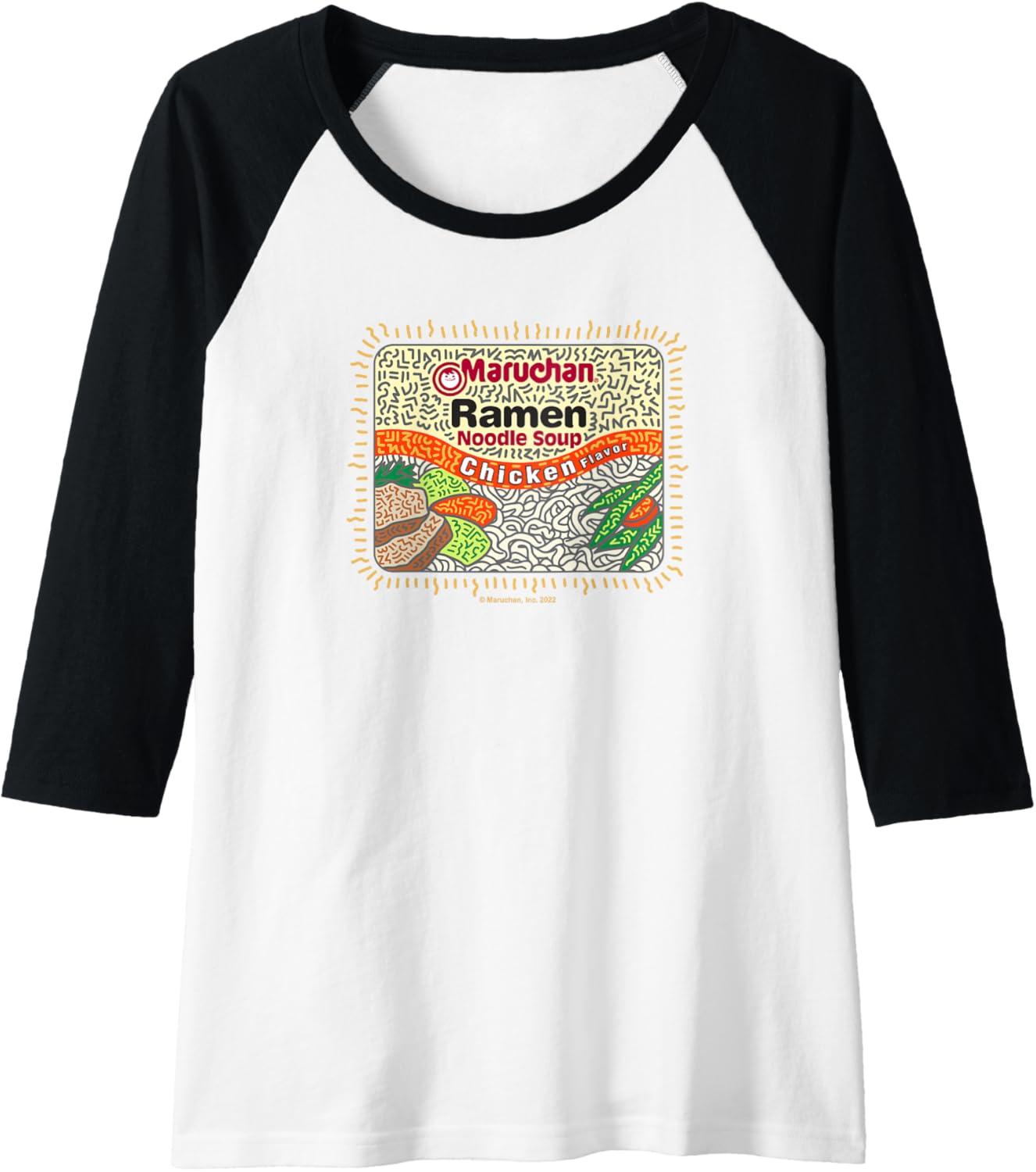 image:imageMaruchan Instant Lunch Chicken Flavor Art Raglan Baseball TeeBlackWhite