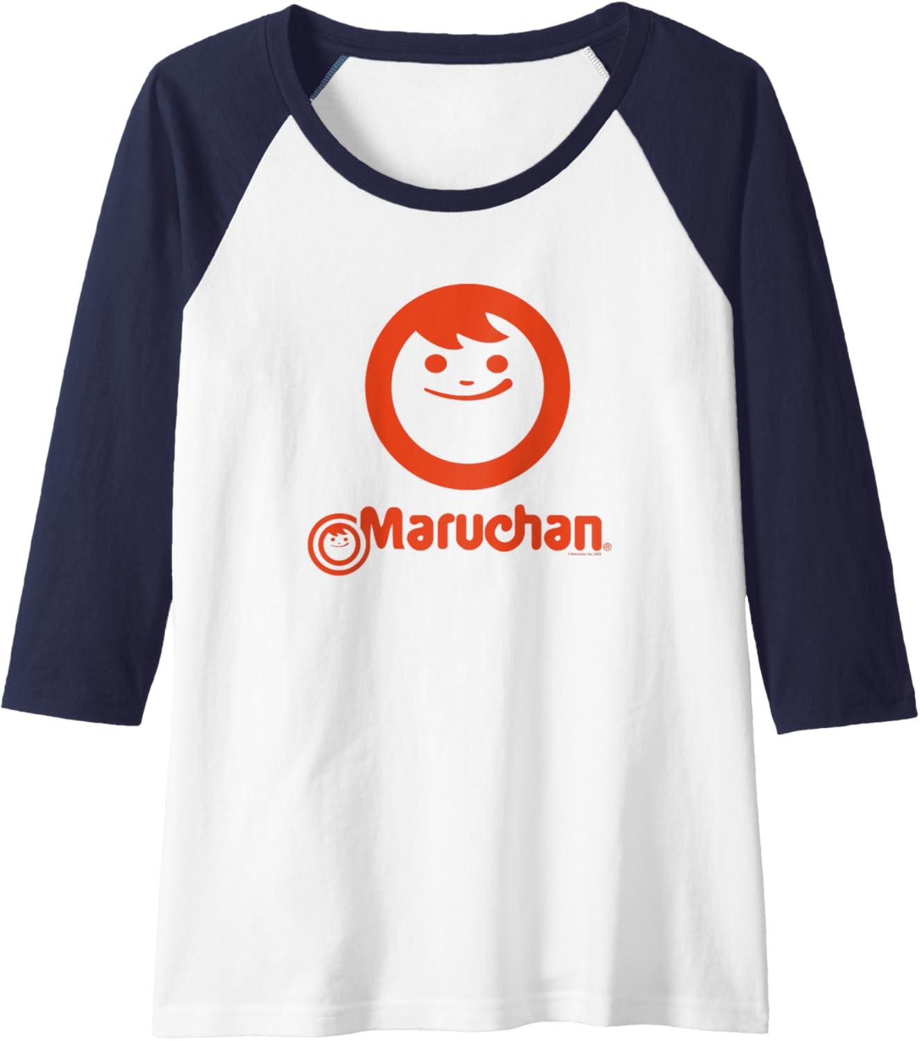 image:imageMaruchan Instant Lunch Classic Happy Face Vintage Logo Raglan Baseball TeeNavy BlueWhite