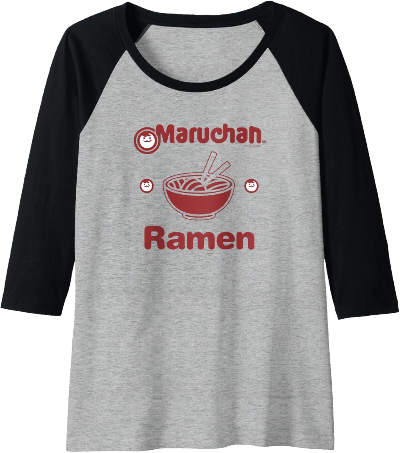 image:imageMaruchan Instant Lunch Classic Reman Bowl Logo Raglan Baseball TeeBlackAthletic Heather