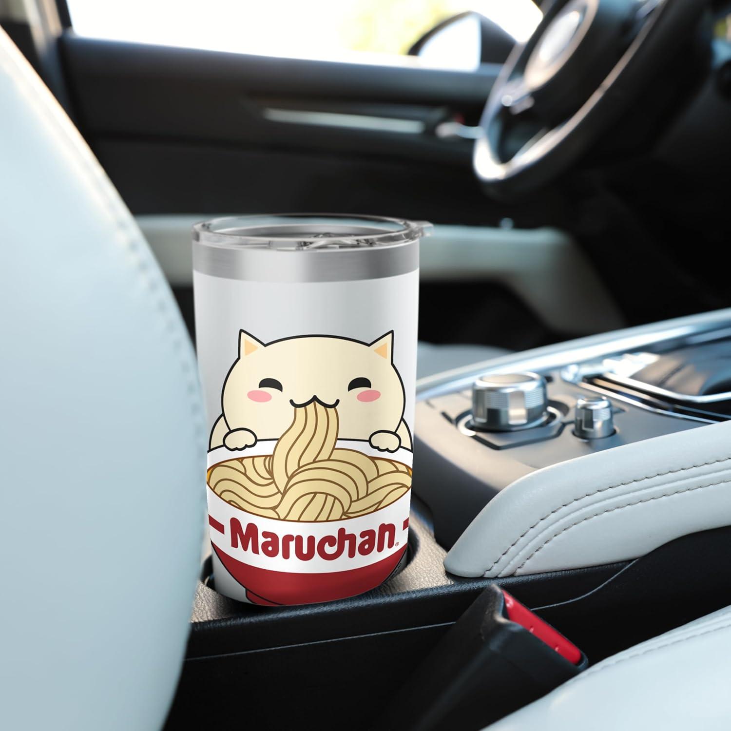 image:imageMaruchan Instant Lunch Cute Cat Ramen Bowl Logo Stainless Steel Insulated TumblerWhite