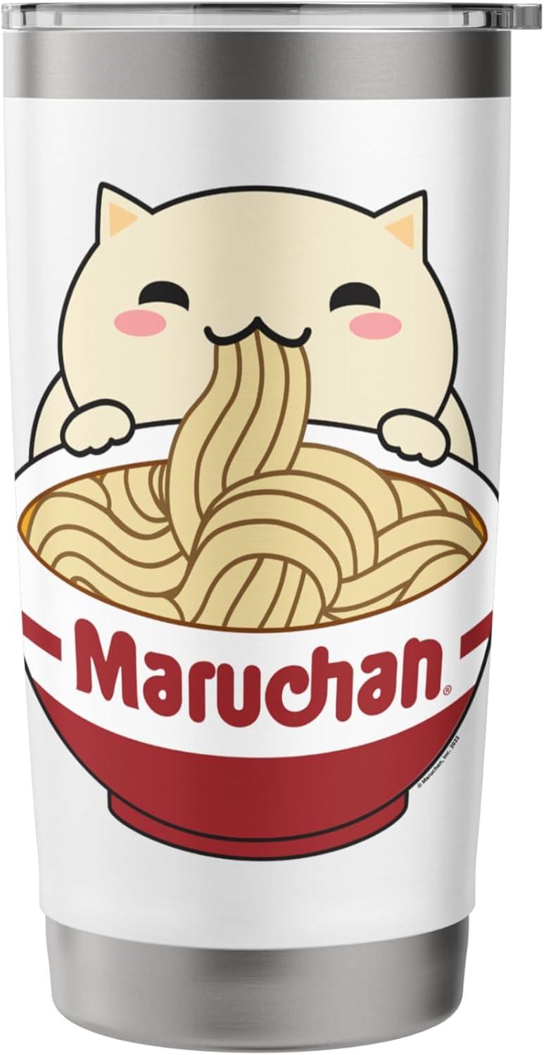 image:imageMaruchan Instant Lunch Cute Cat Ramen Bowl Logo Stainless Steel Insulated TumblerWhite