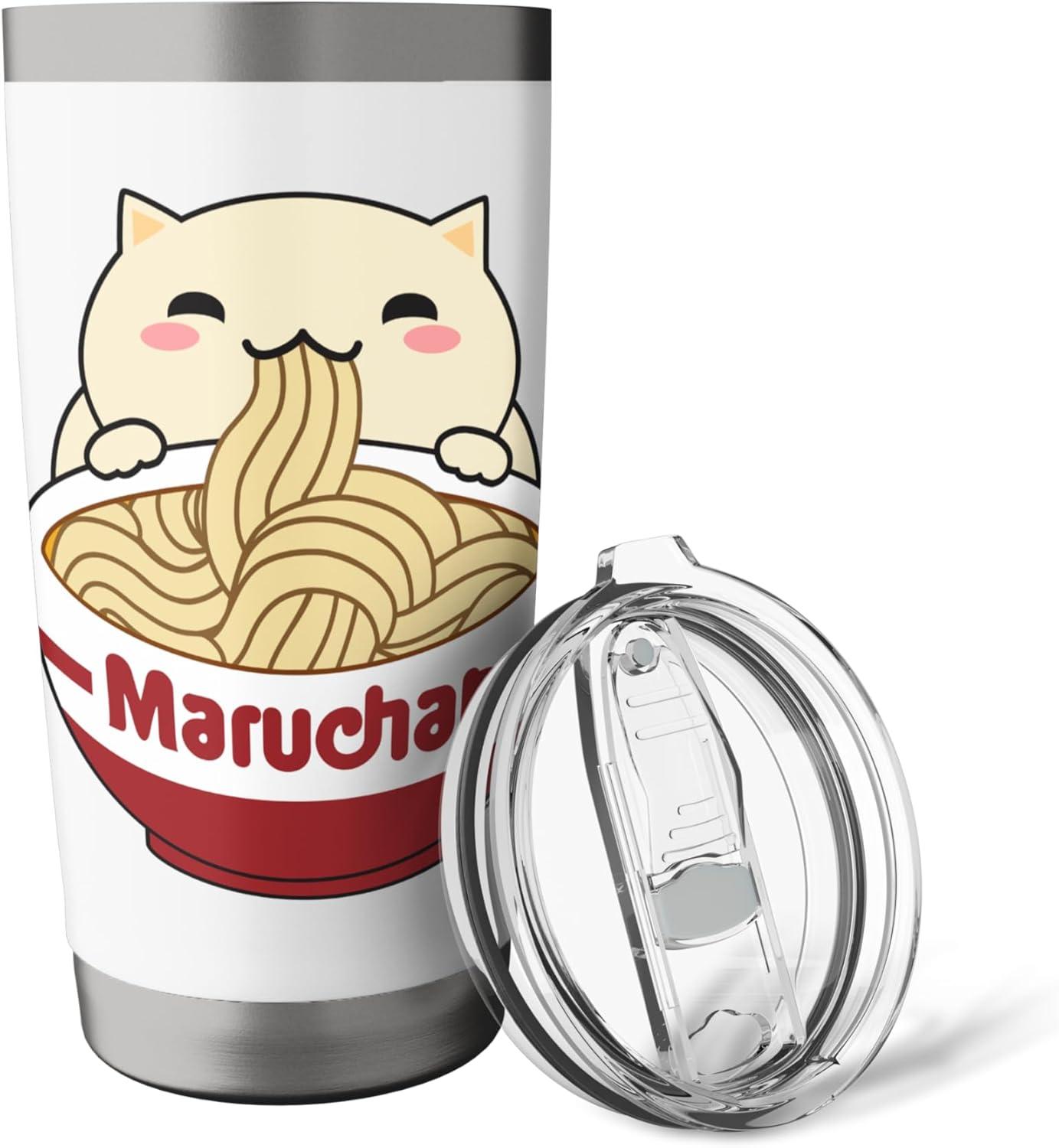 image:imageMaruchan Instant Lunch Cute Cat Ramen Bowl Logo Stainless Steel Insulated TumblerWhite