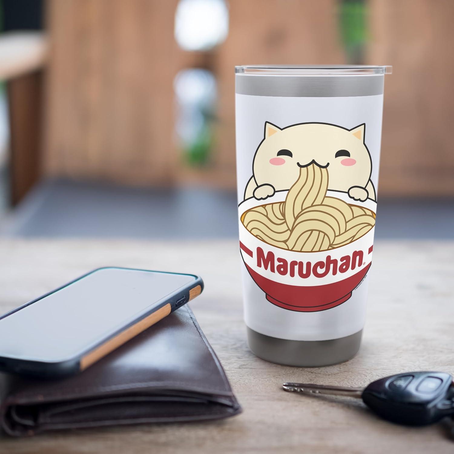 image:imageMaruchan Instant Lunch Cute Cat Ramen Bowl Logo Stainless Steel Insulated TumblerWhite