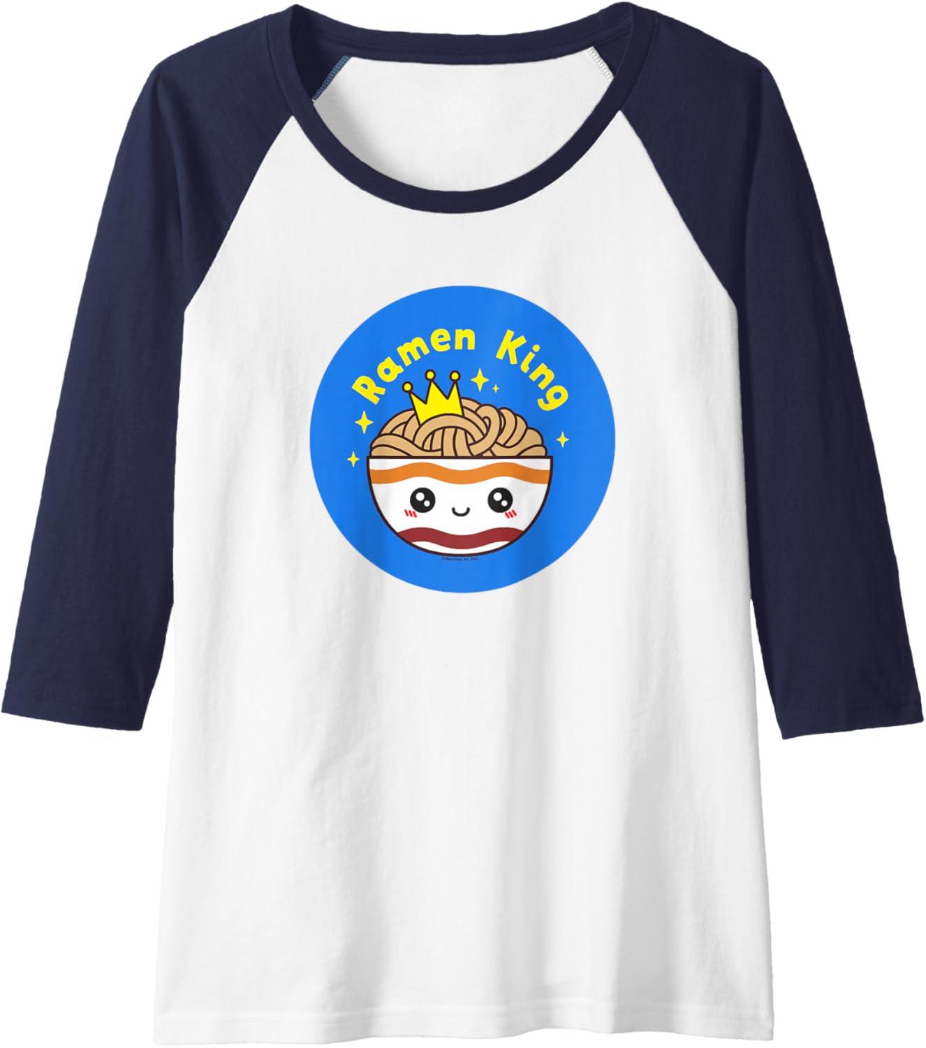 image:imageMaruchan Instant Lunch Cute Kawaii Ramen King Bowl Logo Raglan Baseball TeeNavy BlueWhite