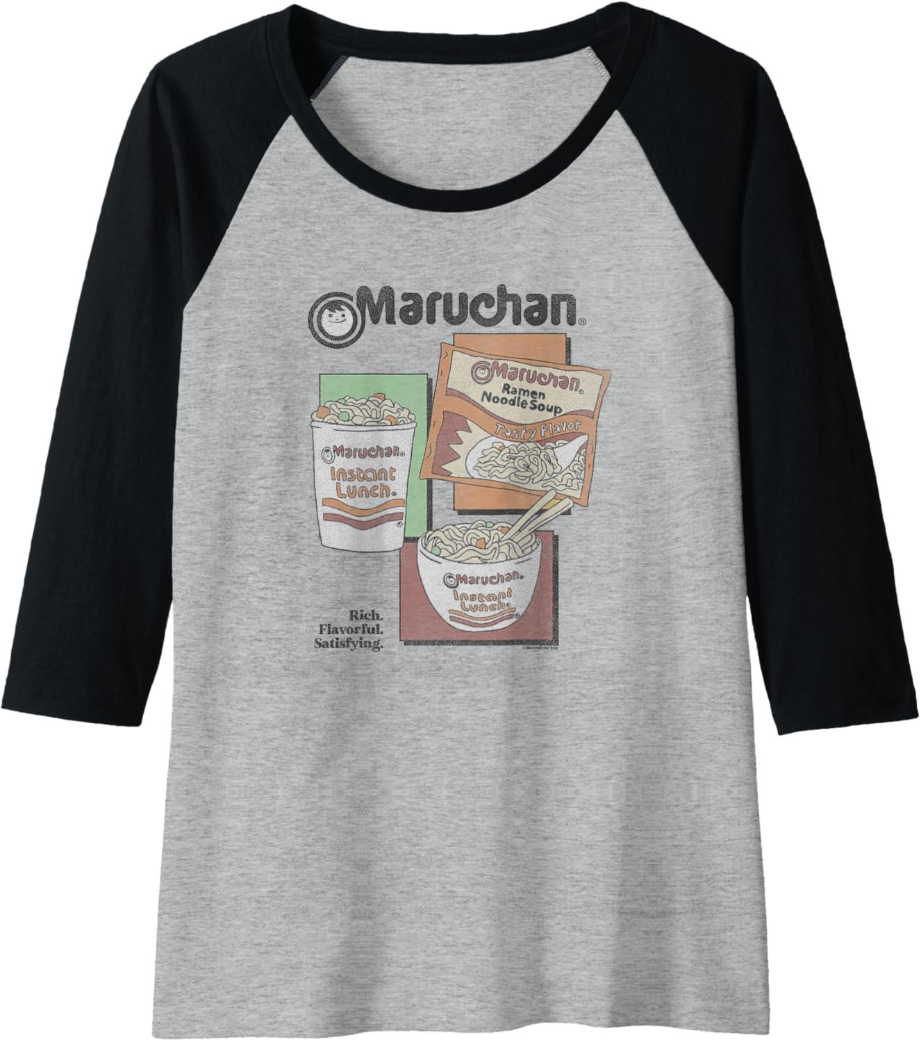 image:imageMaruchan Instant Lunch Different Presentations Panel Art Raglan Baseball TeeBlackAthletic Heather