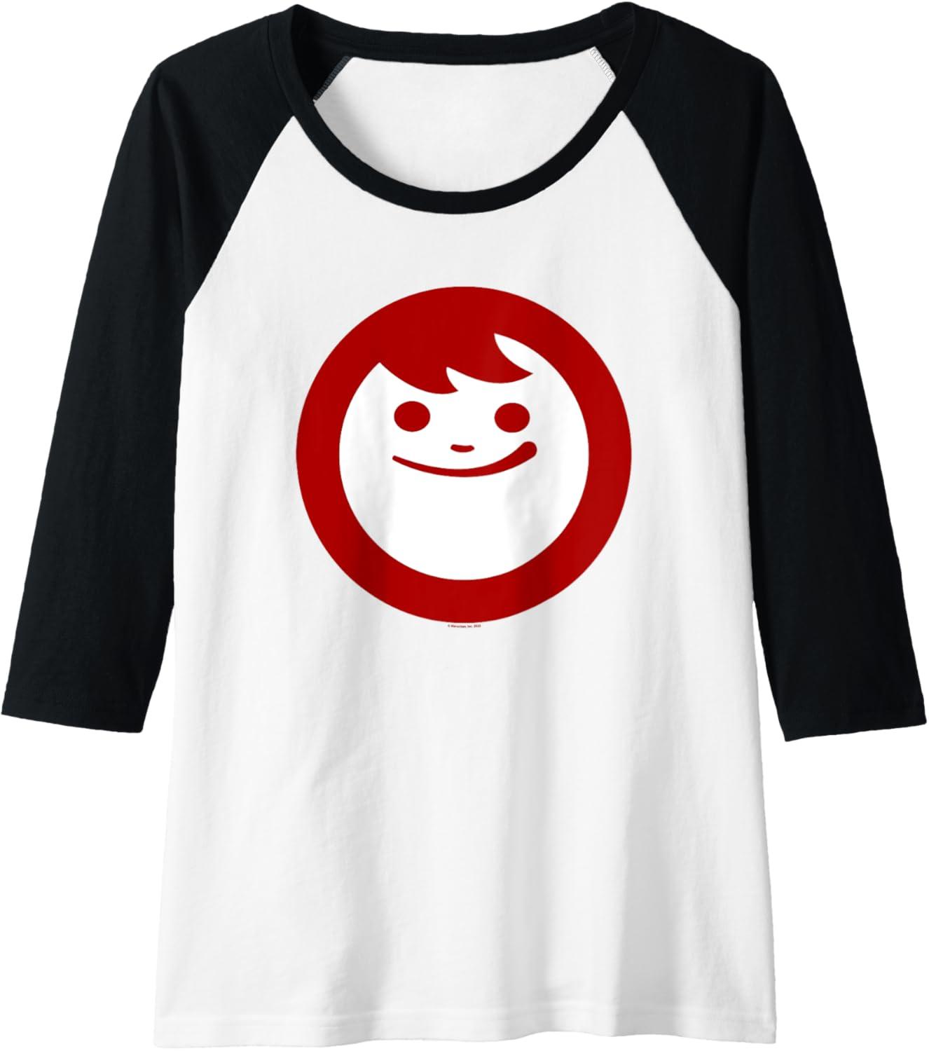 image:imageMaruchan Instant Lunch Happy Face Classic Logo Raglan Baseball TeeBlackWhite