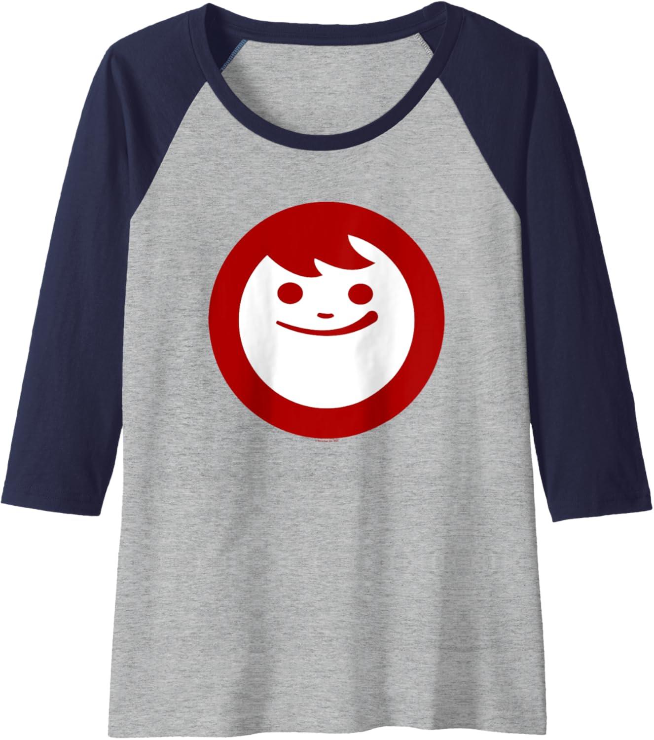 image:imageMaruchan Instant Lunch Happy Face Classic Logo Raglan Baseball TeeNavy BlueAthletic Heather