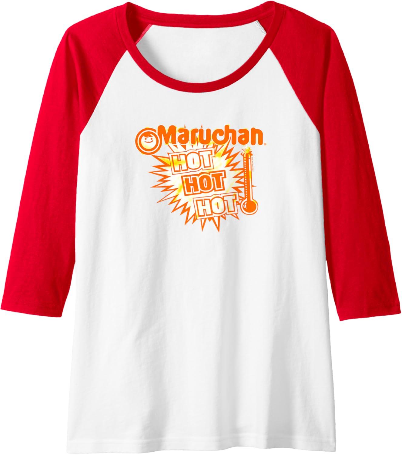 image:imageMaruchan Instant Lunch Hot Hot Hot Thermometer Logo Raglan Baseball TeeRedWhite