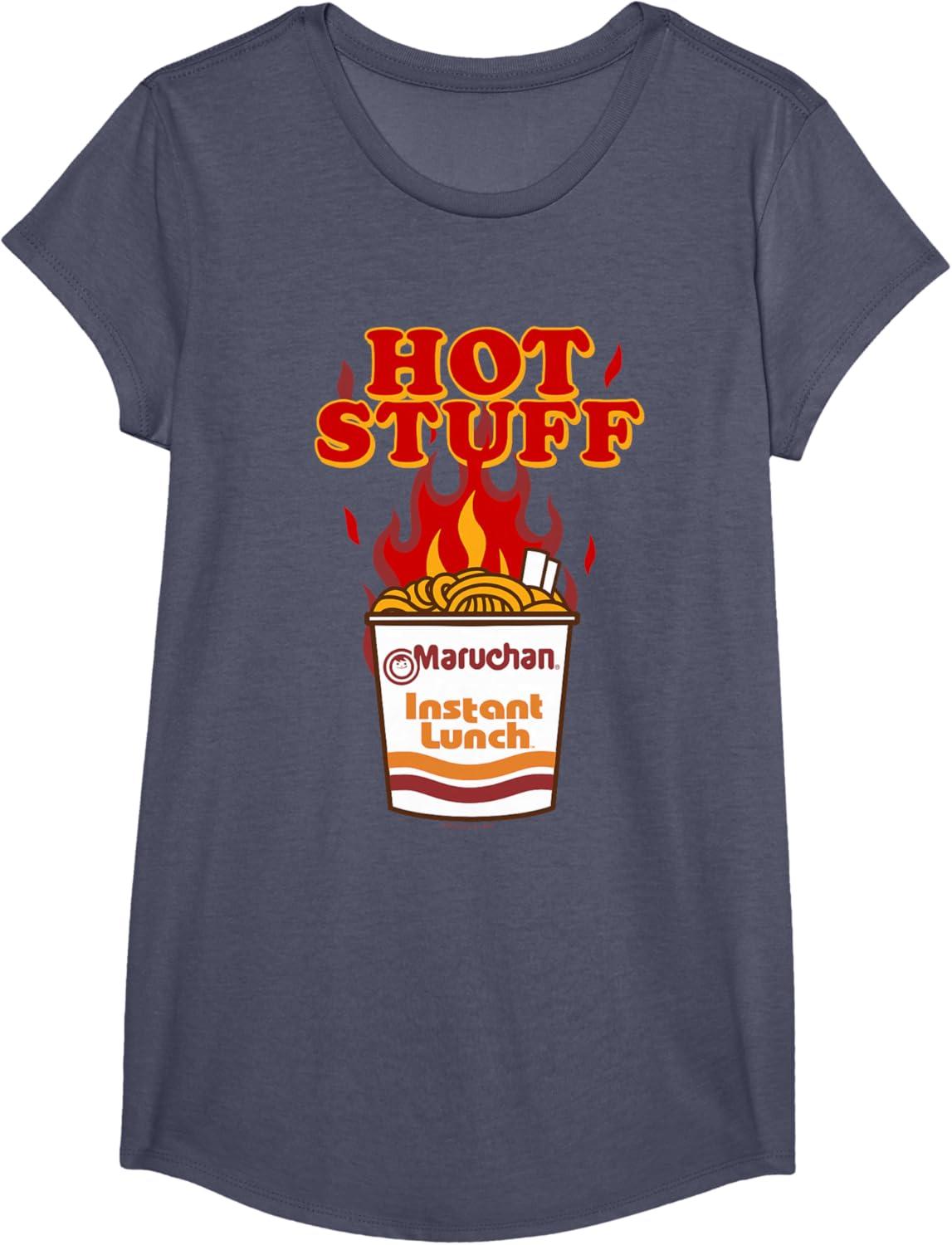 image:imageMaruchan Instant Lunch Hot Stuff Flaming Noodles Retro Shot TShirtHeather Blue