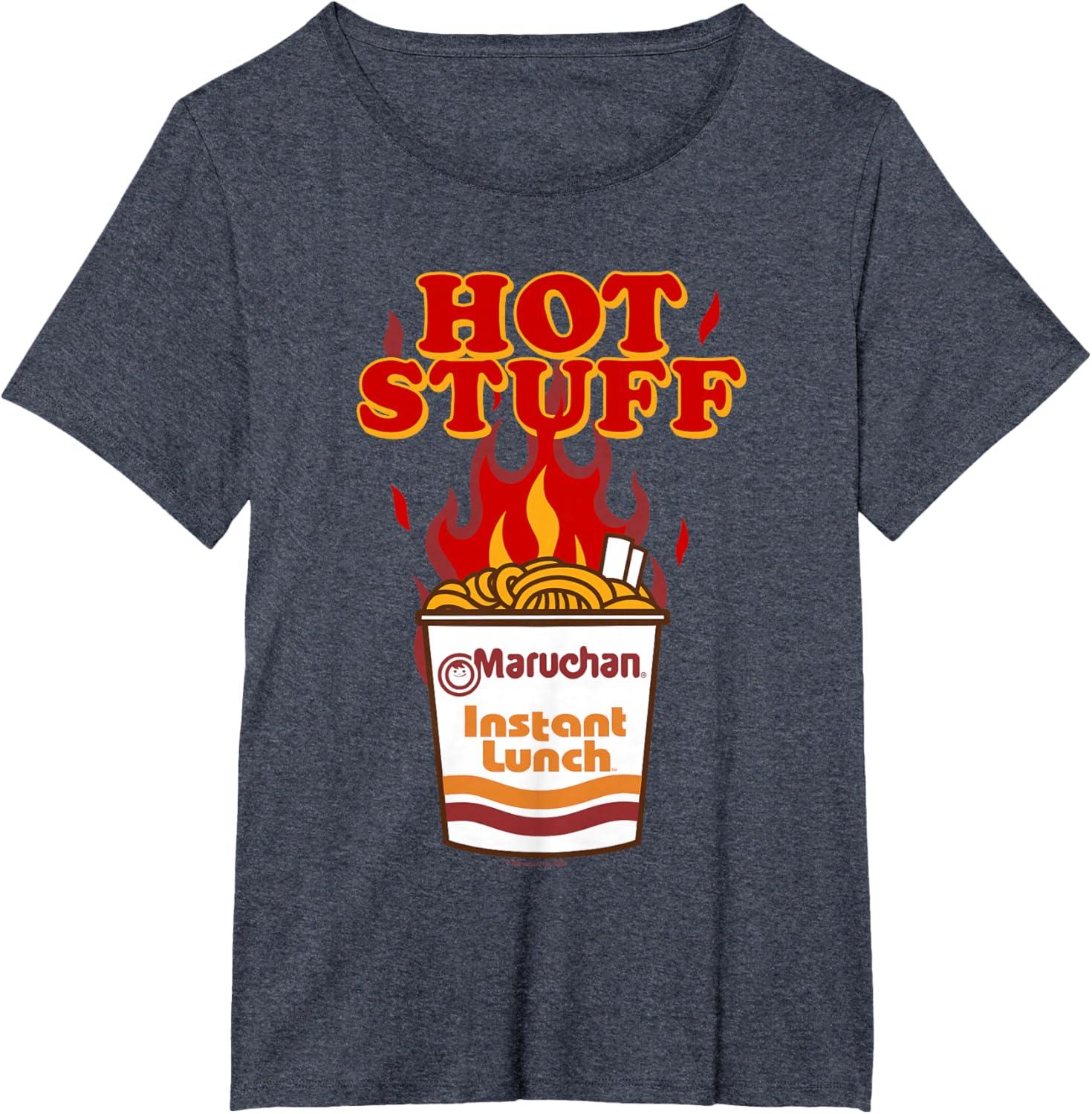 image:imageMaruchan Instant Lunch Hot Stuff Flaming Noodles Retro Shot TShirtHeather Blue