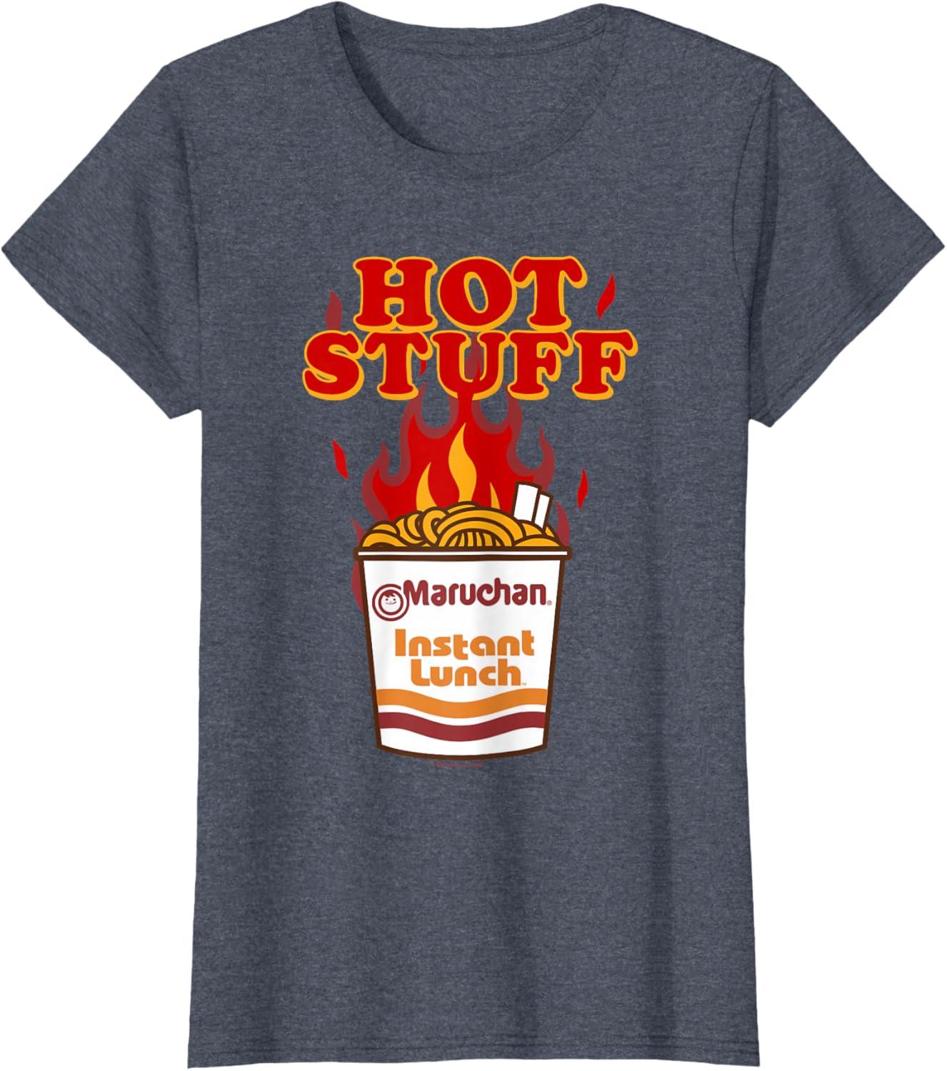image:imageMaruchan Instant Lunch Hot Stuff Flaming Noodles Retro Shot TShirtHeather Blue
