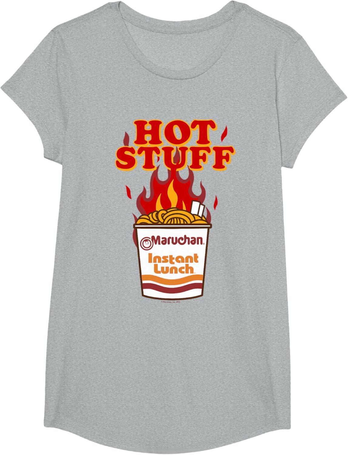 image:imageMaruchan Instant Lunch Hot Stuff Flaming Noodles Retro Shot TShirtHeather Grey