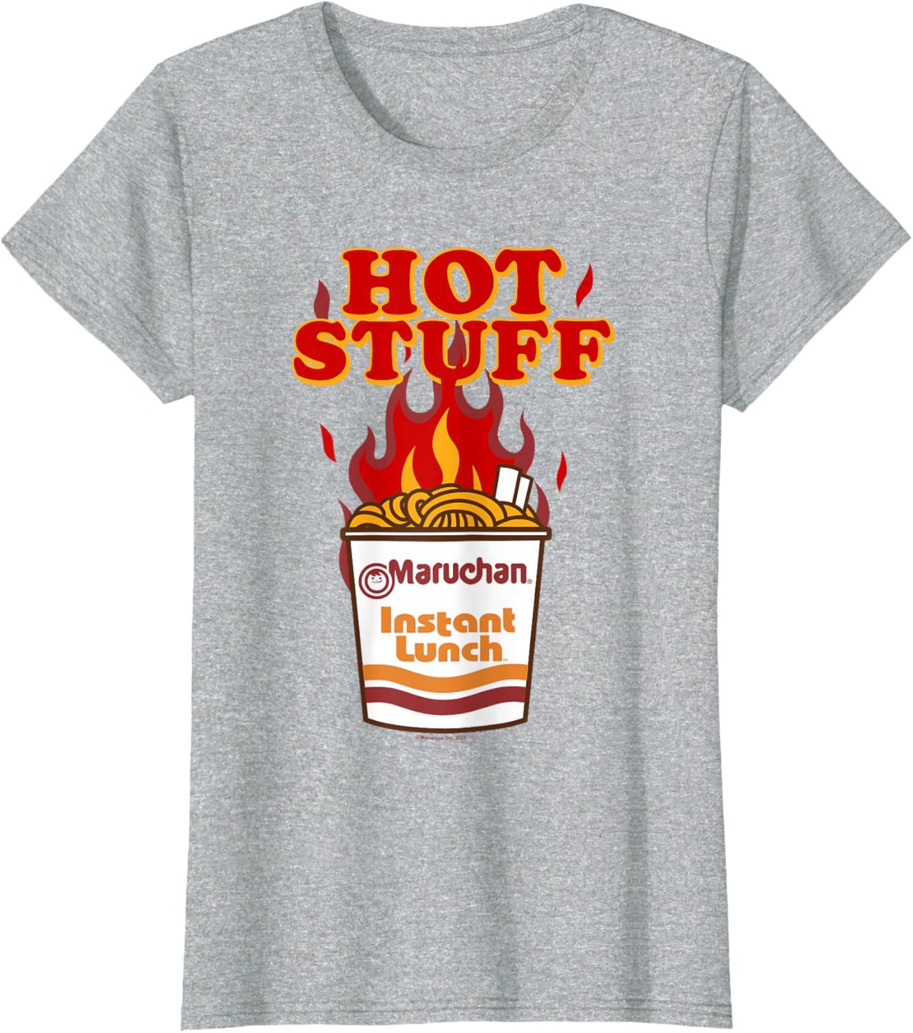 image:imageMaruchan Instant Lunch Hot Stuff Flaming Noodles Retro Shot TShirtHeather Grey