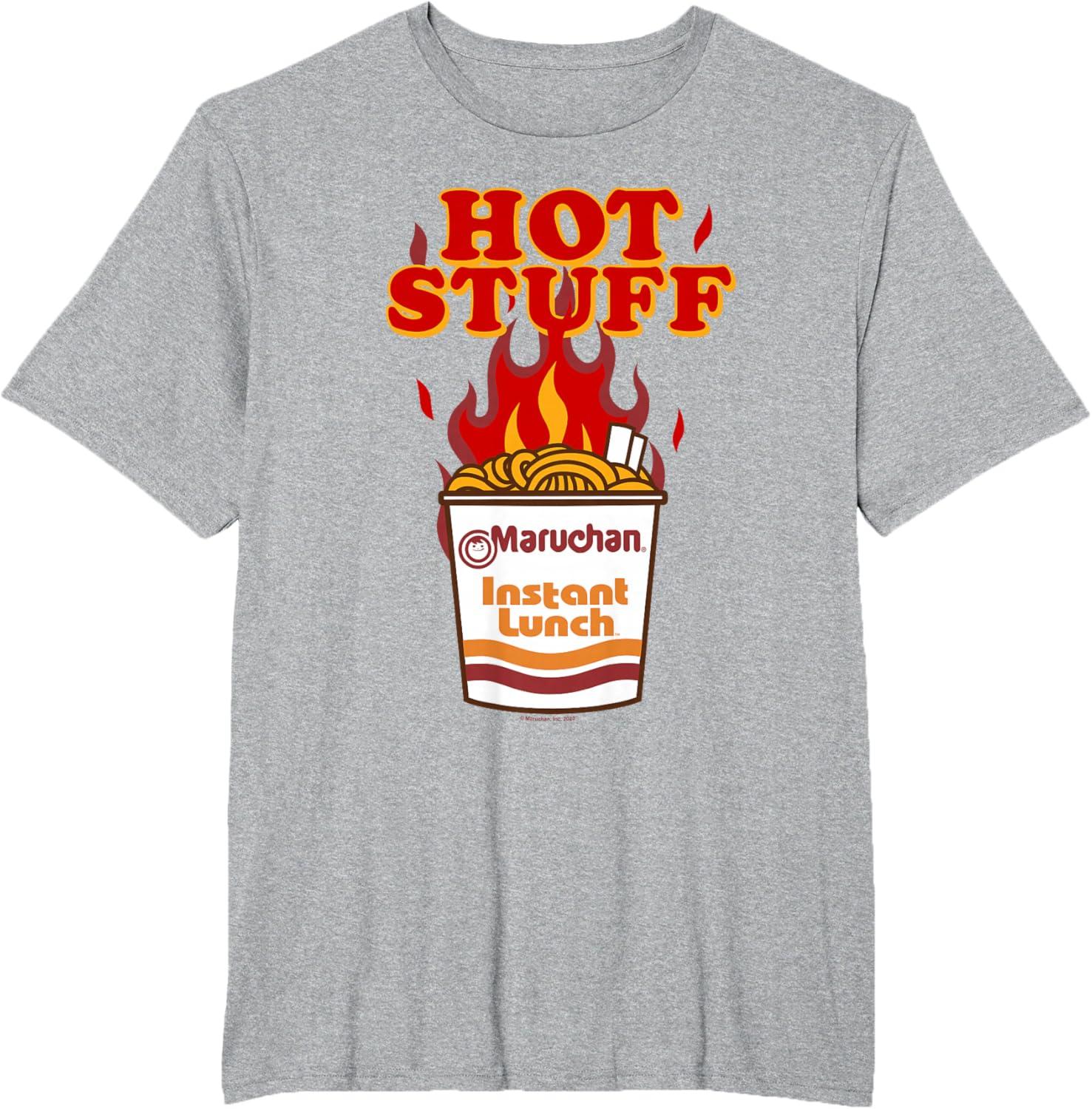 image:imageMaruchan Instant Lunch Hot Stuff Flaming Noodles Retro Shot TShirtHeather Grey