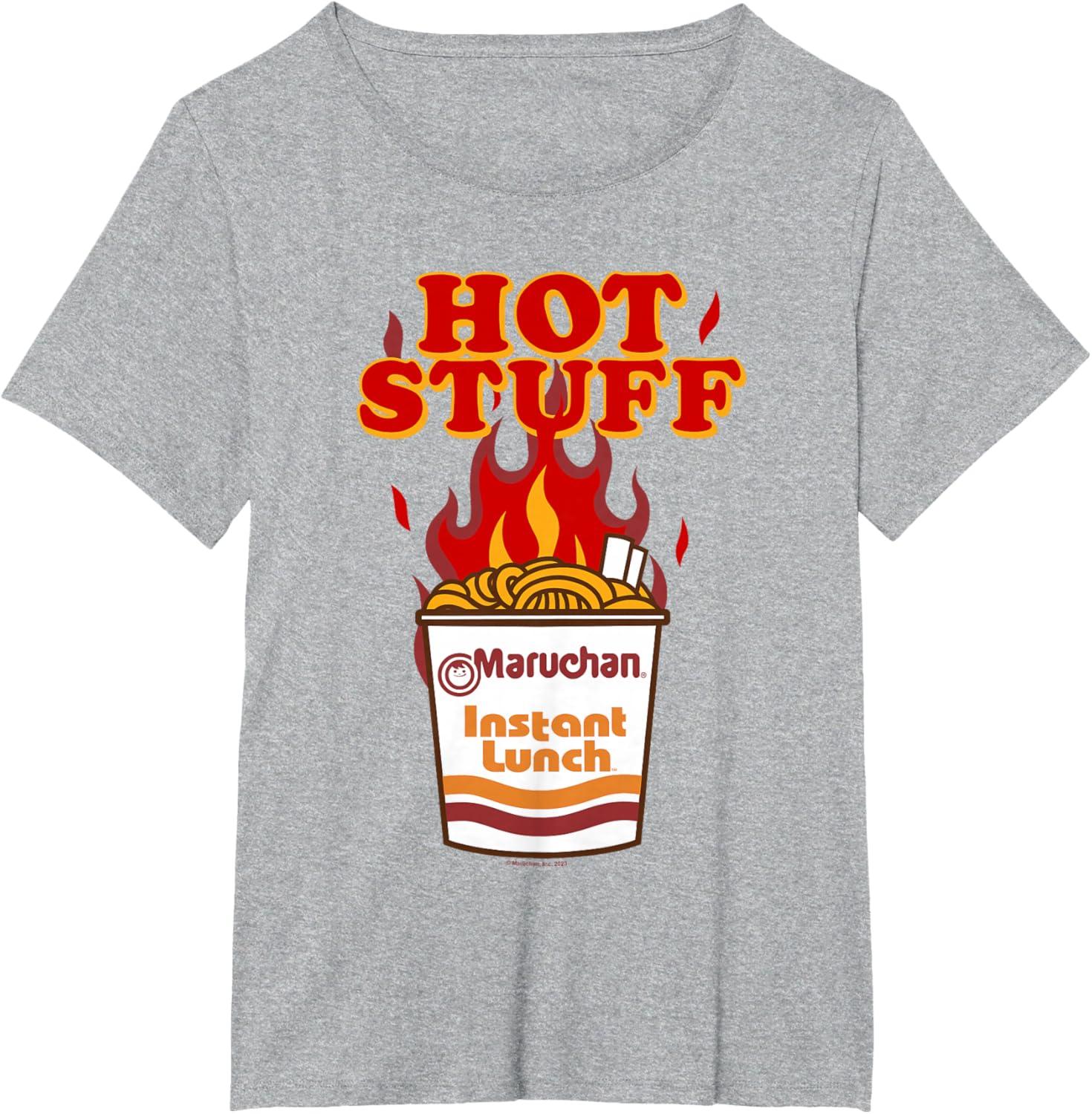 image:imageMaruchan Instant Lunch Hot Stuff Flaming Noodles Retro Shot TShirtHeather Grey