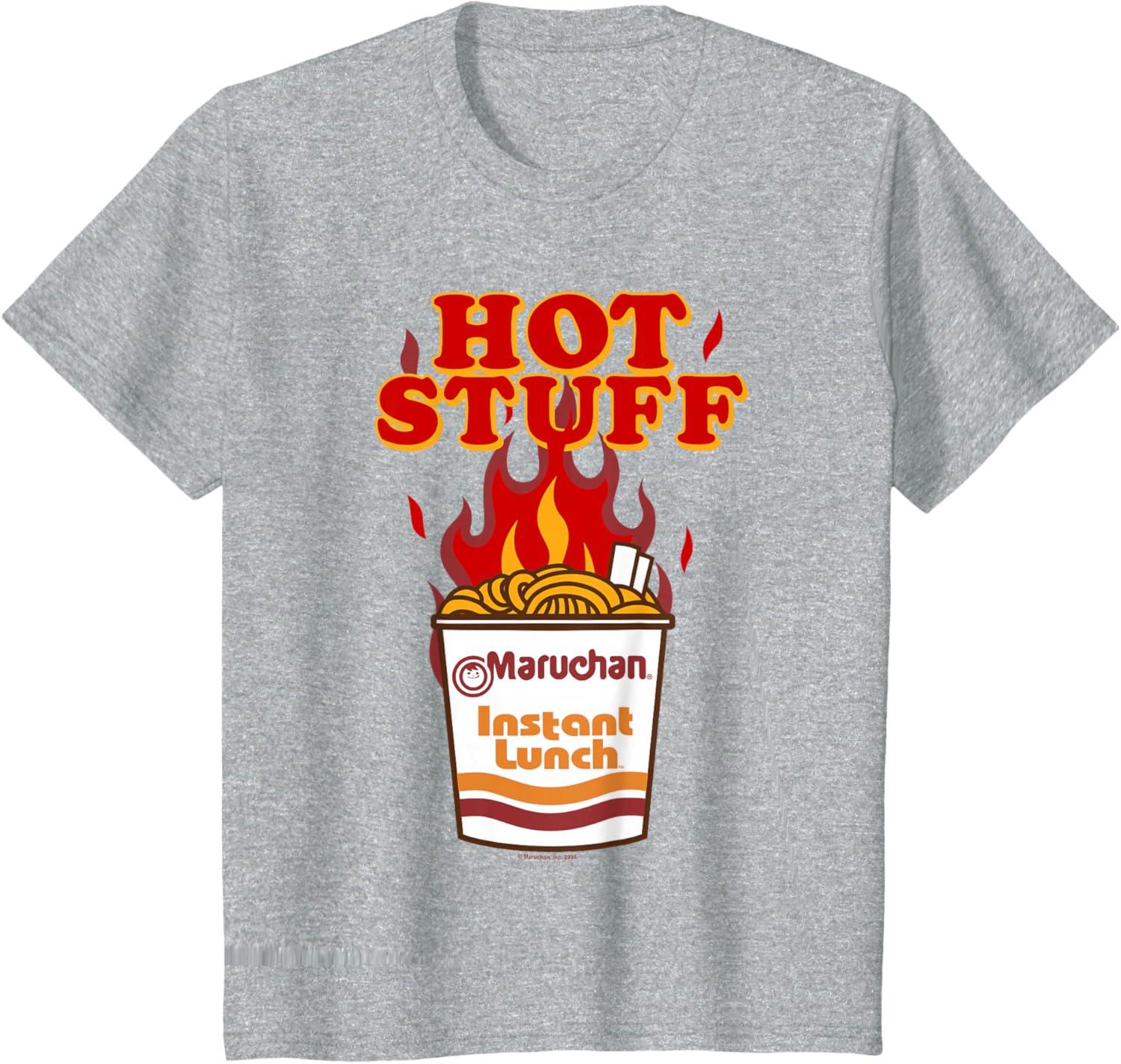image:imageMaruchan Instant Lunch Hot Stuff Flaming Noodles Retro Shot TShirtHeather Grey