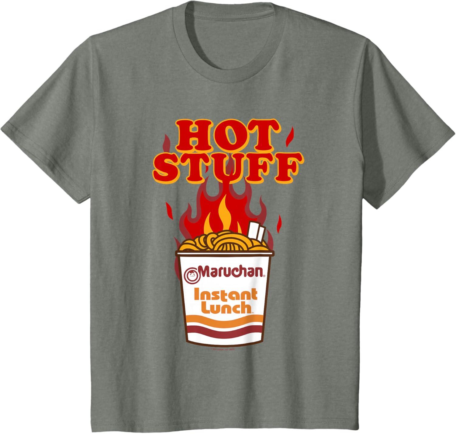 image:imageMaruchan Instant Lunch Hot Stuff Flaming Noodles Retro Shot TShirtOlive Heather