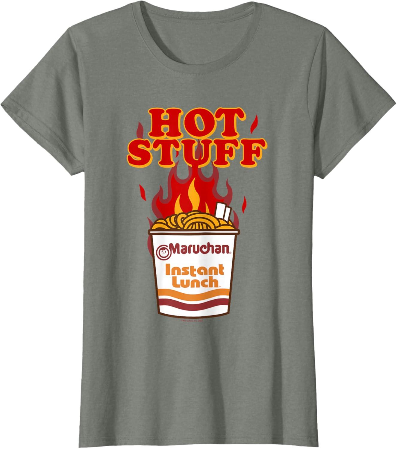 image:imageMaruchan Instant Lunch Hot Stuff Flaming Noodles Retro Shot TShirtOlive Heather