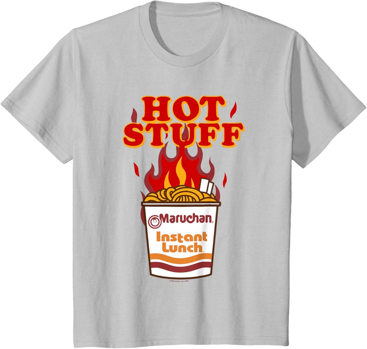 image:imageMaruchan Instant Lunch Hot Stuff Flaming Noodles Retro Shot TShirtSilver Grey