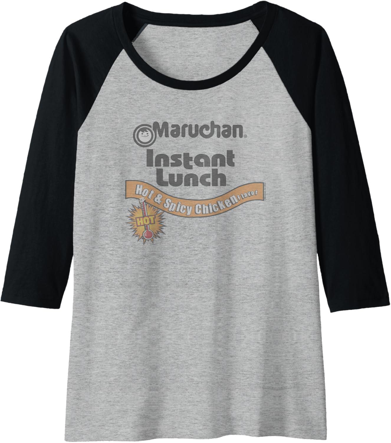 image:imageMaruchan Instant Lunch Hot amp Spicy Chicken Flavor Logo Raglan Baseball TeeBlackAthletic Heather