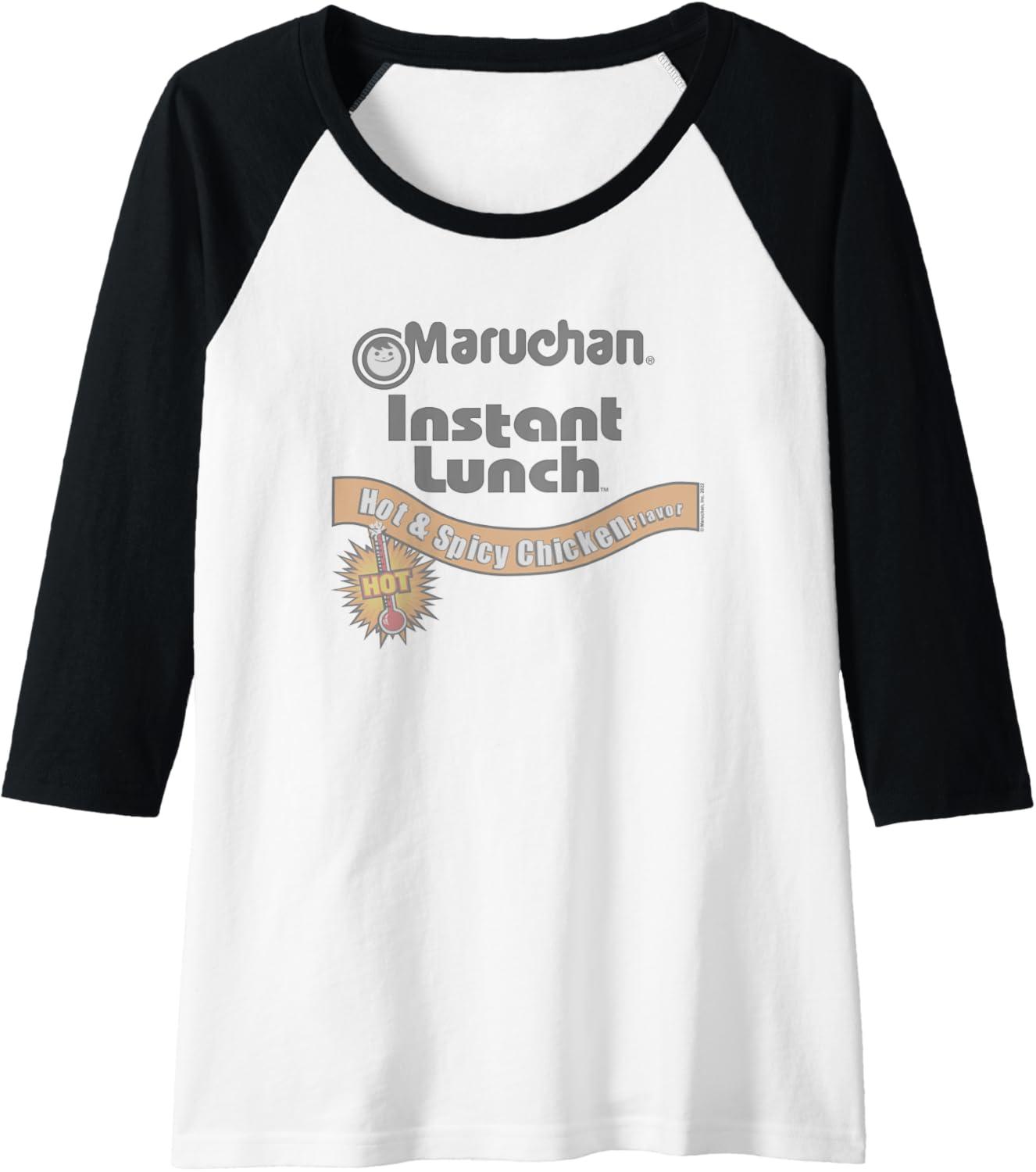 image:imageMaruchan Instant Lunch Hot amp Spicy Chicken Flavor Logo Raglan Baseball TeeBlackWhite