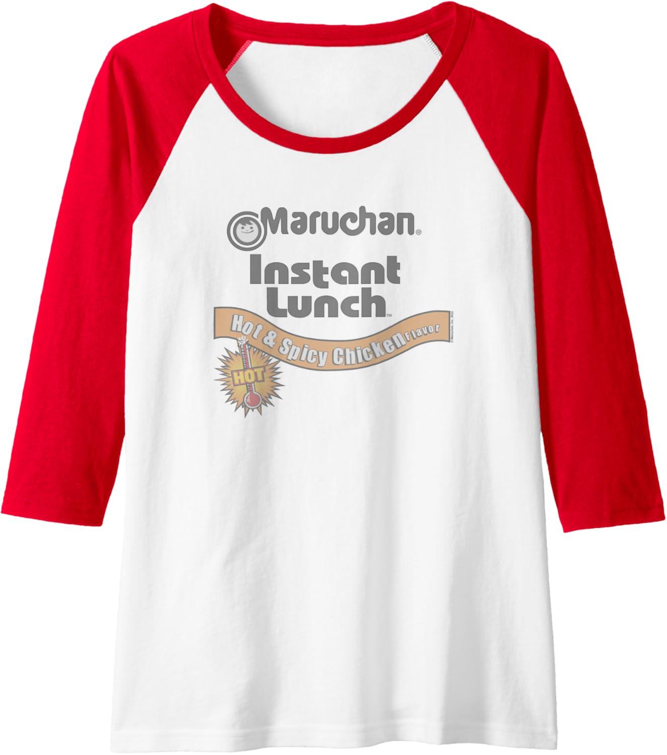 image:imageMaruchan Instant Lunch Hot amp Spicy Chicken Flavor Logo Raglan Baseball TeeRedWhite