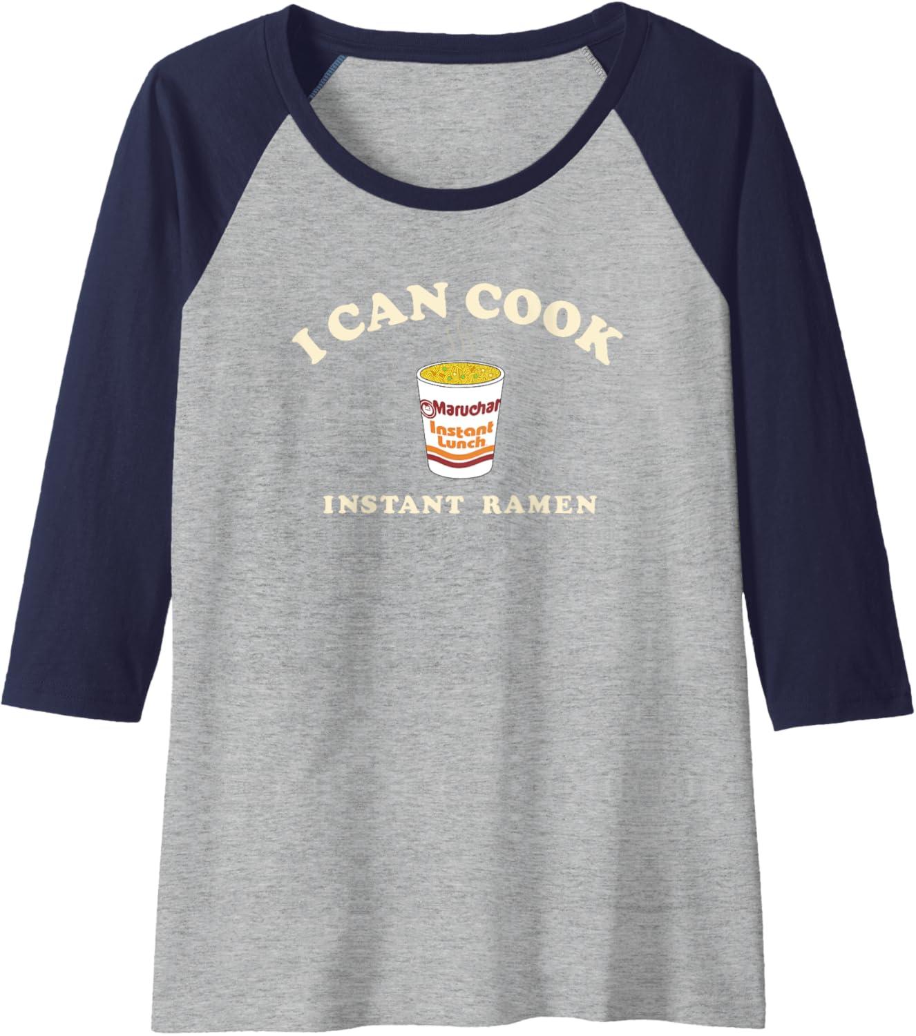 image:imageMaruchan Instant Lunch I Can Cook Instant Ramen Cup Logo Raglan Baseball TeeNavy BlueAthletic Heather