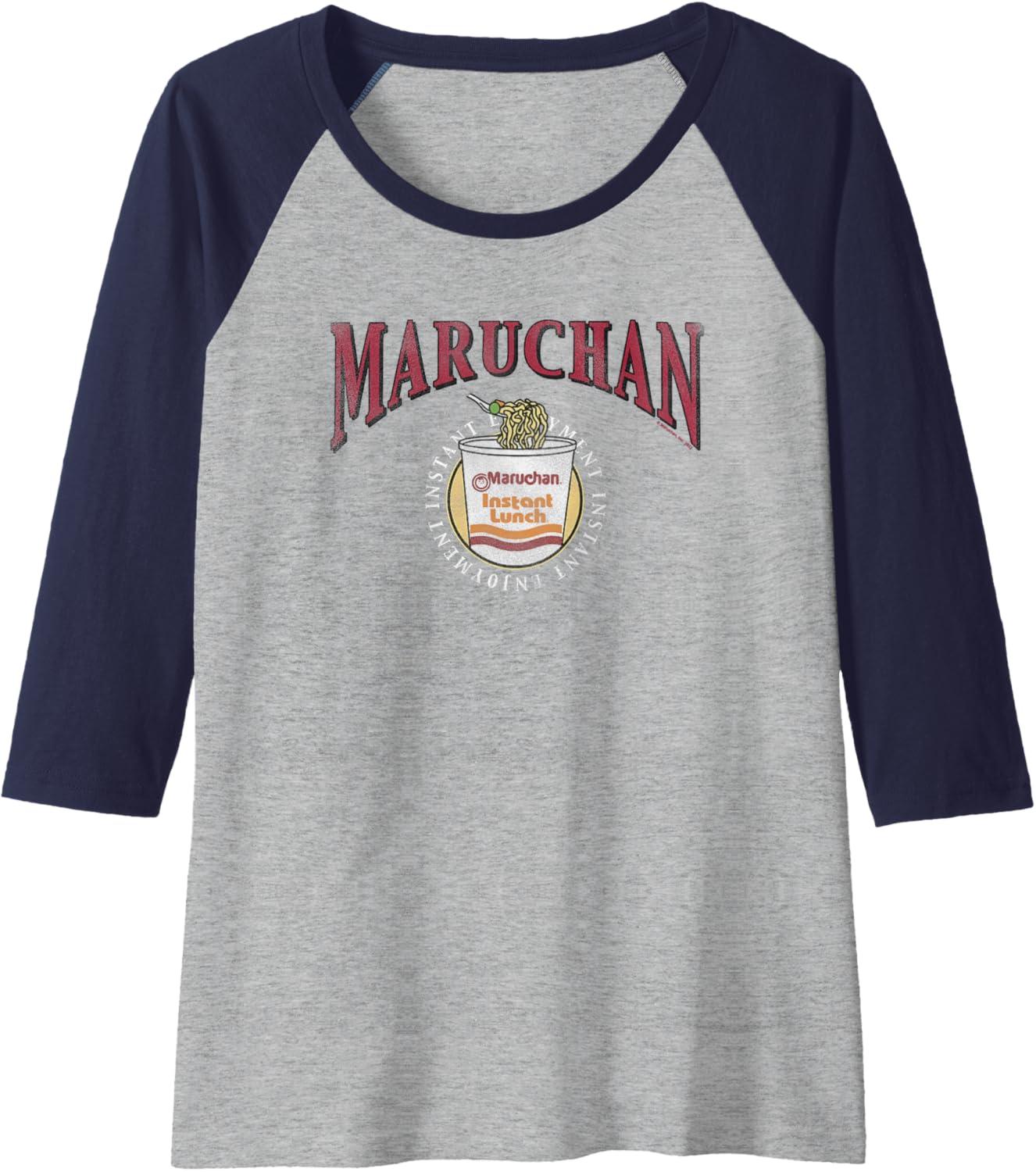 image:imageMaruchan Instant Lunch Instant Enjoyment Logo Raglan Baseball TeeNavy BlueAthletic Heather