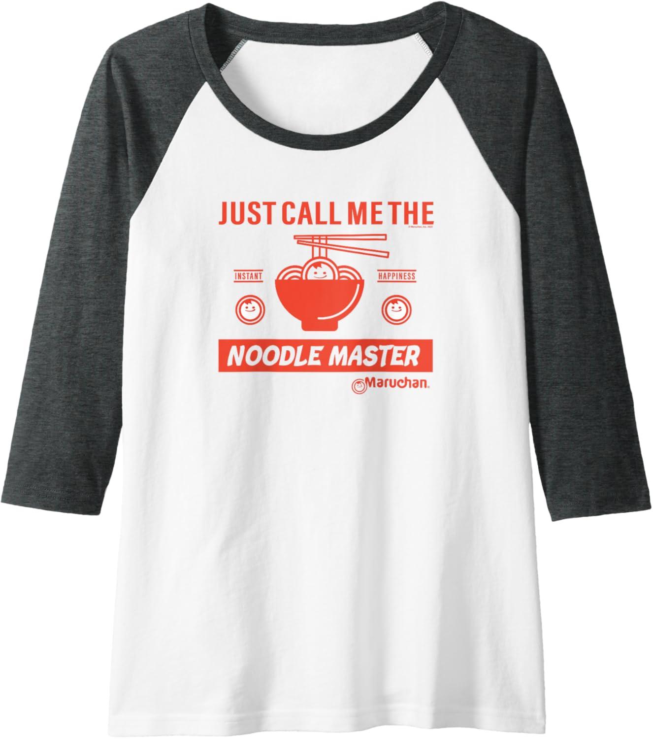 image:imageMaruchan Instant Lunch Just Call Me The Noodle Master Raglan Baseball TeeDark Heather GreyWhite