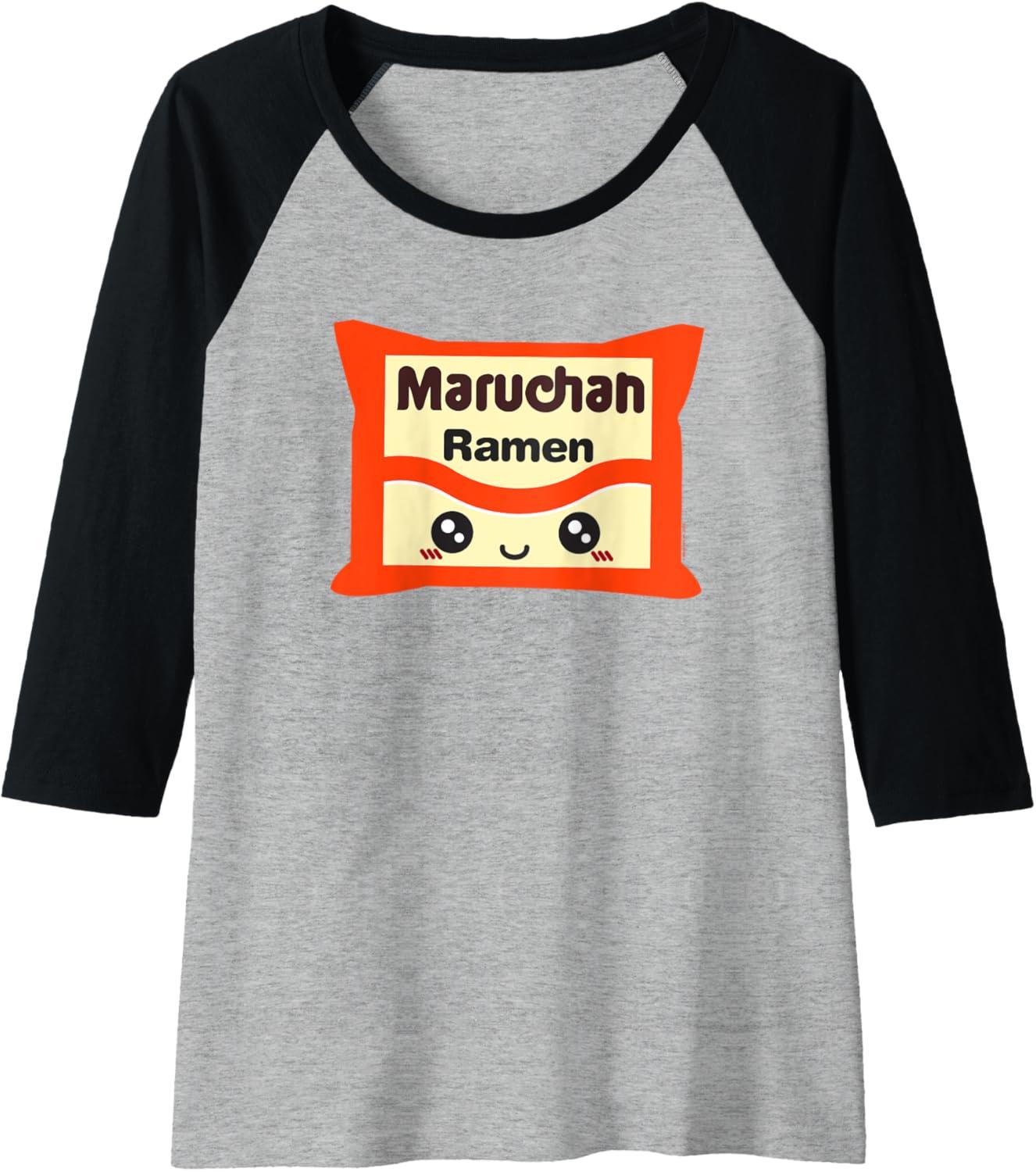 image:imageMaruchan Instant Lunch Kawaii Cute Package Logo Raglan Baseball TeeBlackAthletic Heather